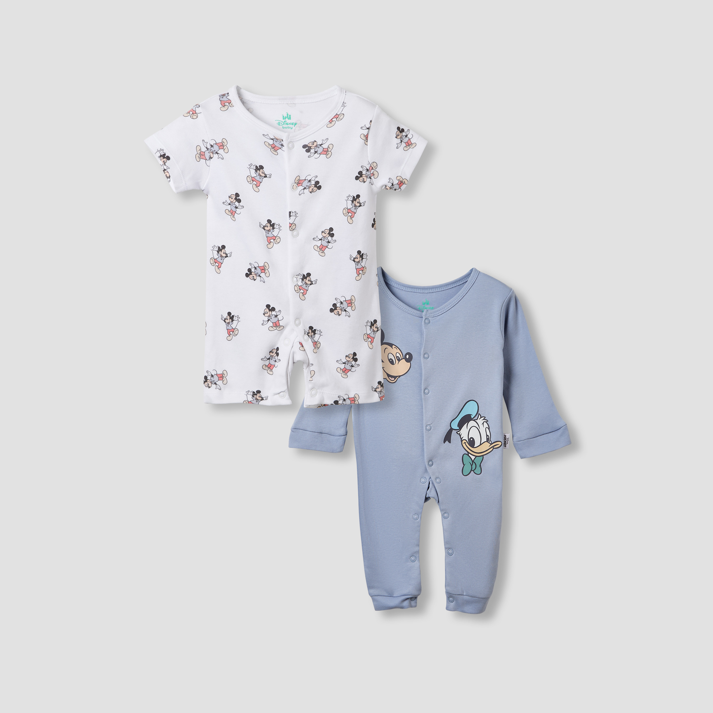 Disney Mickey Mouse and Goofy Print Romper and Sleepsuit-baby-boys-clothing-nightwear-sleepsuits-image-1