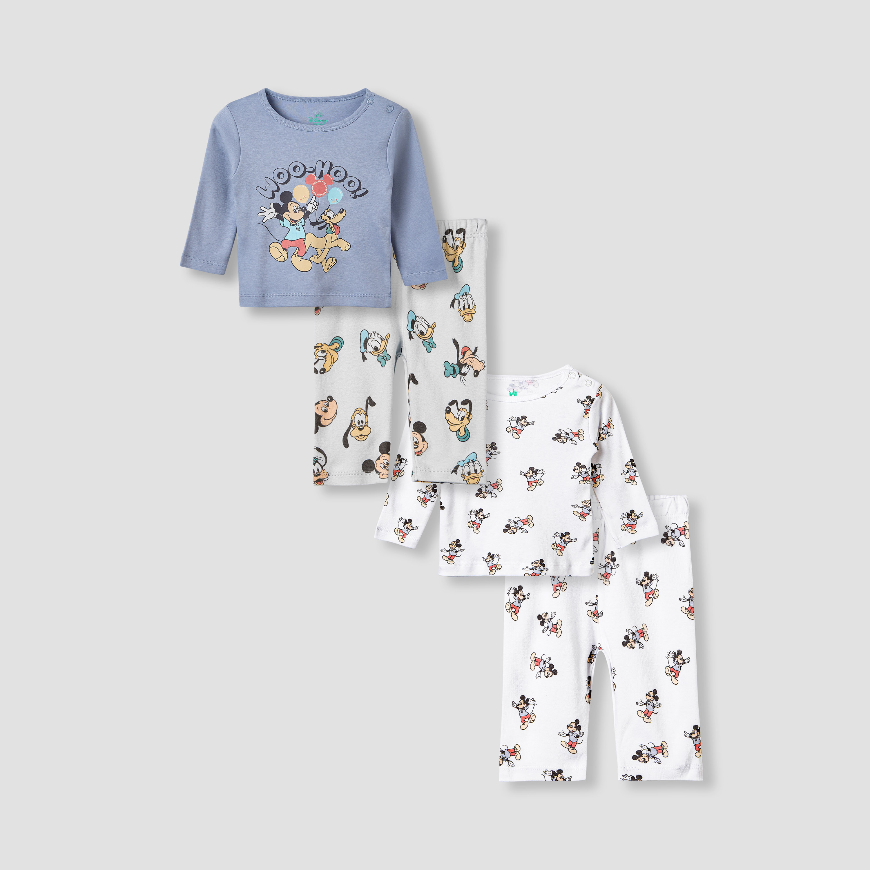 Disney Mickey Mouse and Goofy Print T-shirt and Pyjama - Set of 2-baby-boys-clothing-nightwear-pyjamasets-image-1