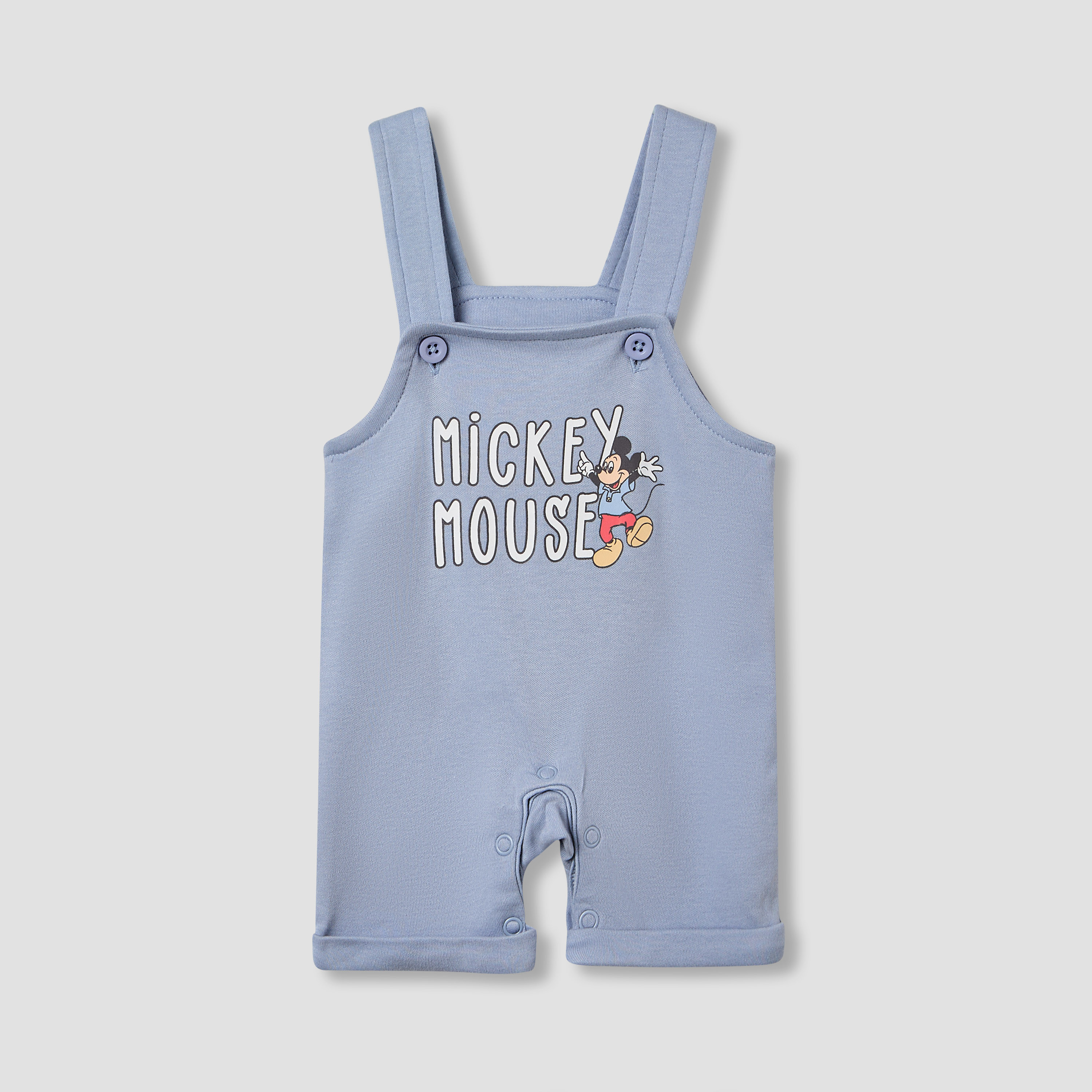 Disney Mickey Mouse Print T-shirt and Dungaree Set-boys-clothing-rompersanddungarees-image-2