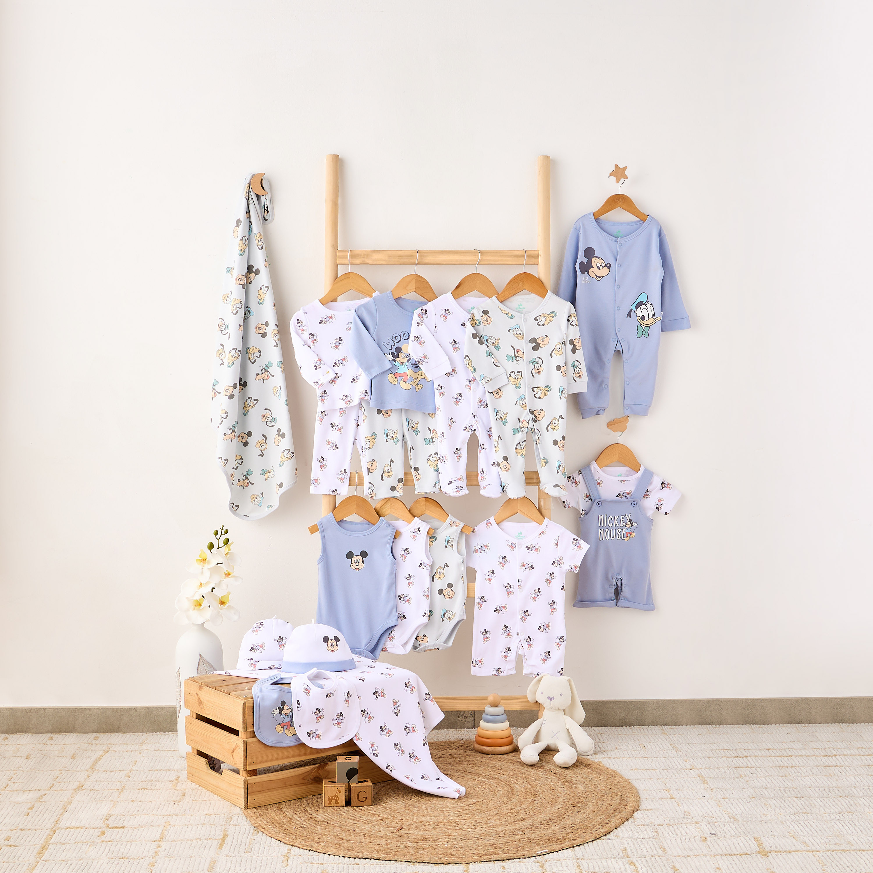 Disney Mickey Mouse Print T-shirt and Dungaree Set-boys-clothing-rompersanddungarees-image-6