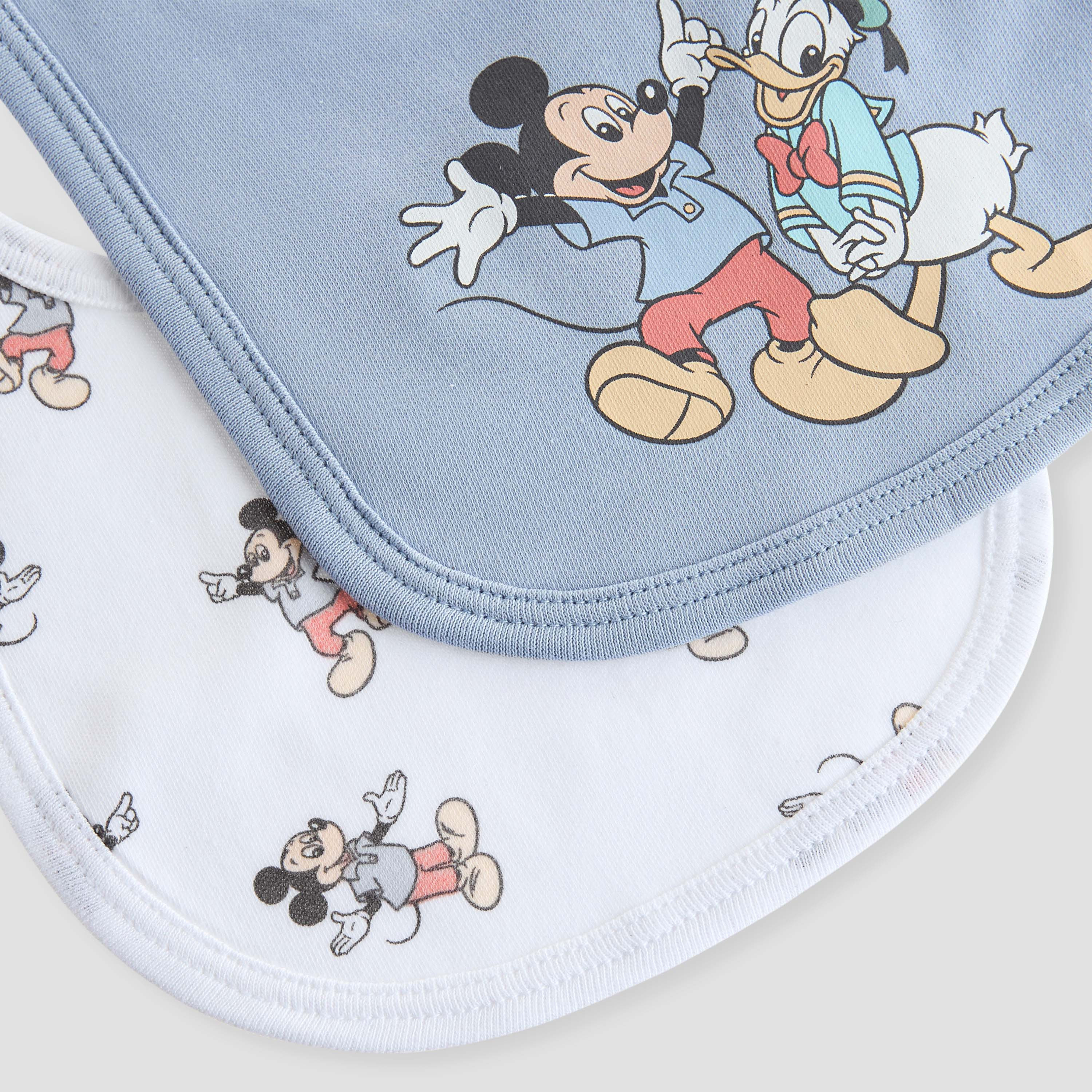 Disney Mickey Mouse Print Bib with Button Closure - Set of 2-baby-feeding-bibs-image-5
