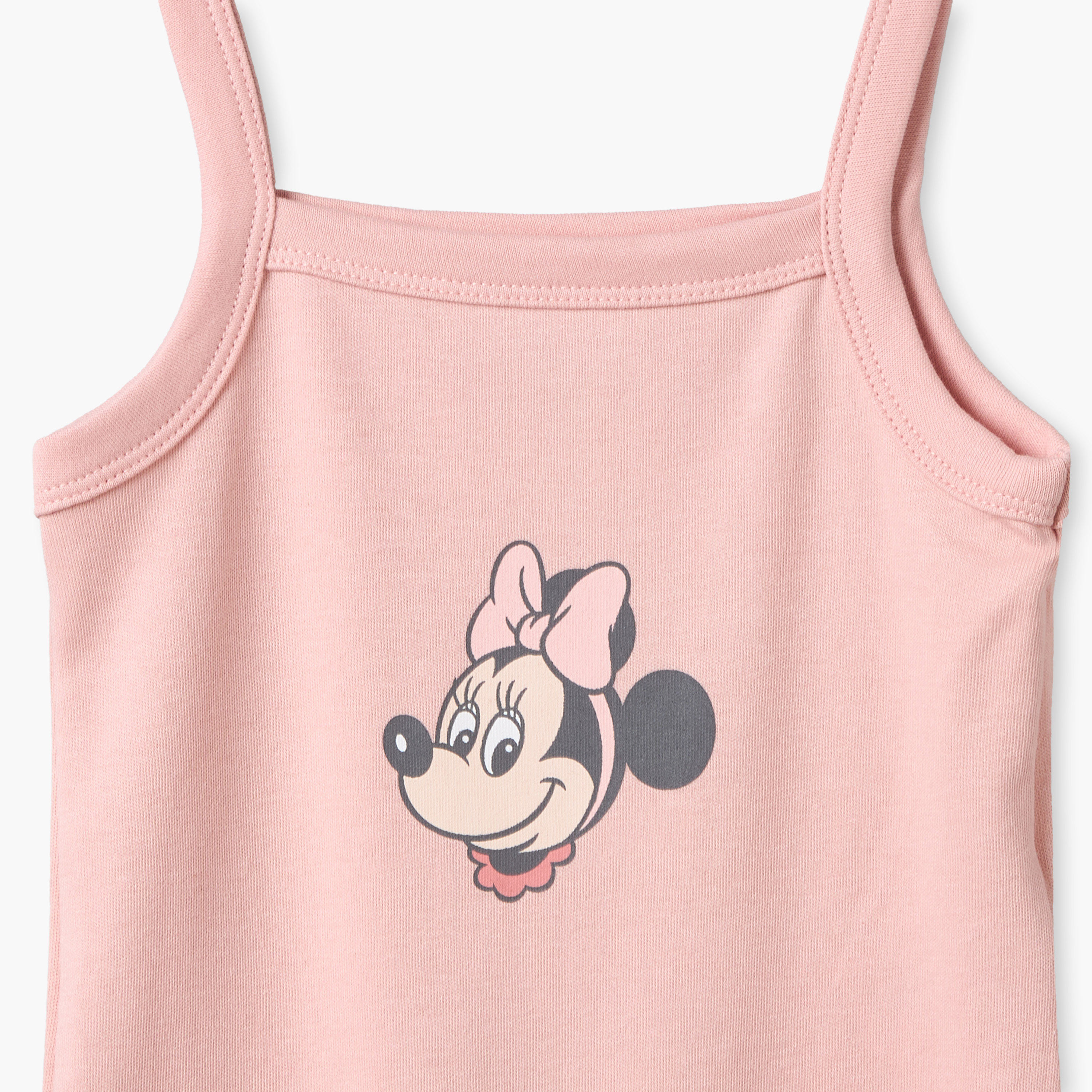 بودي سوت قطن بطبعات ميني ماوس وحمالات وياقة مربعة من ديزني - عبوة 3 قطع-baby-girls-clothing-bodysuits-image-6