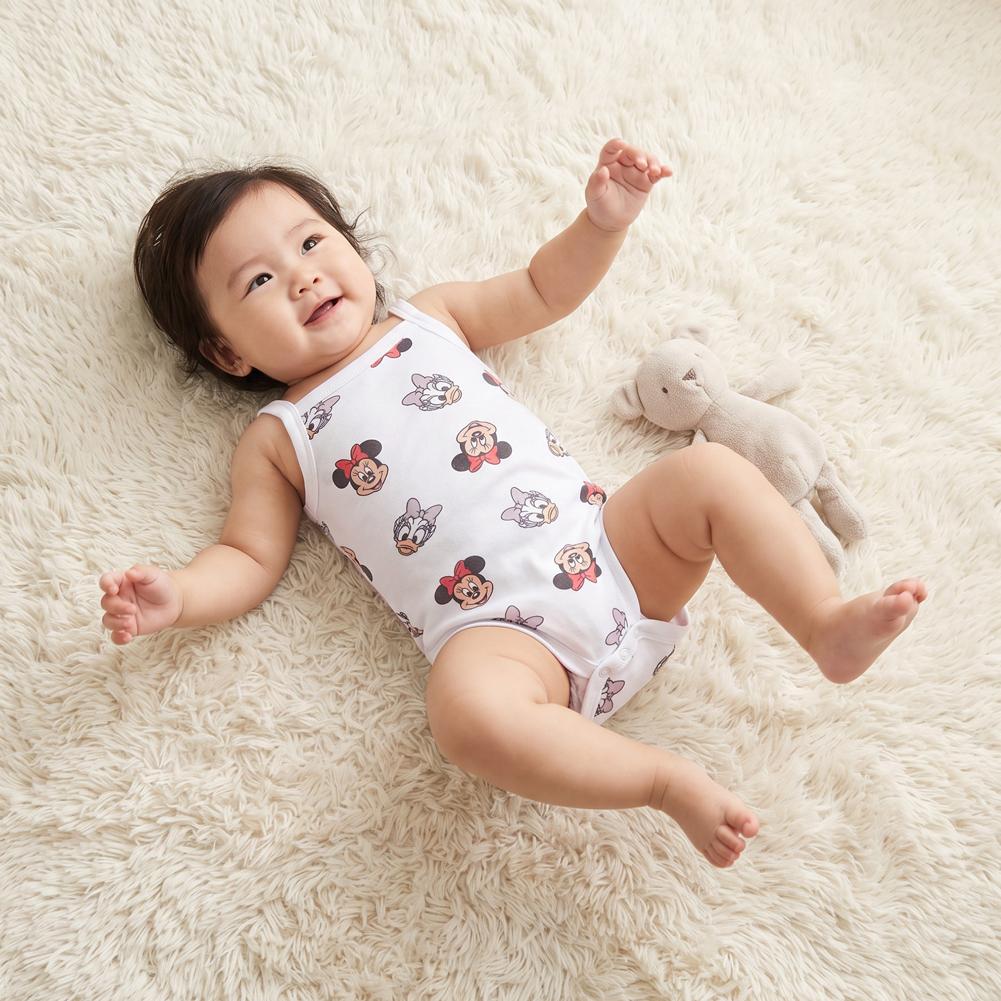 بودي سوت قطن بطبعات ميني ماوس وحمالات وياقة مربعة من ديزني - عبوة 3 قطع-baby-girls-clothing-bodysuits-image-2