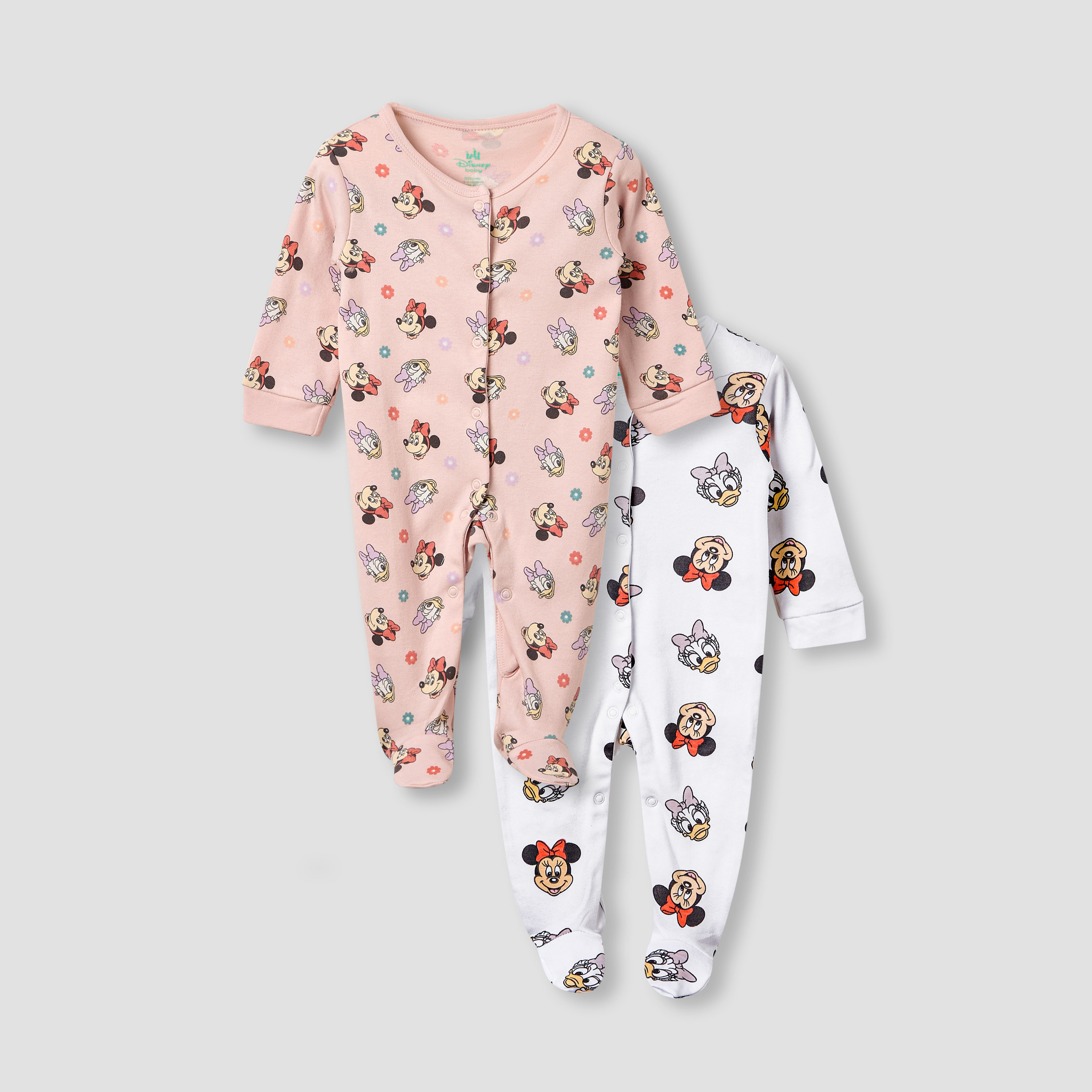 بدلة نوم بطبعات ميني ماوس وديزي داك من ديزني -  طقم من قطعتين-baby-girls-clothing-nightwear-sleepsuits-image-1