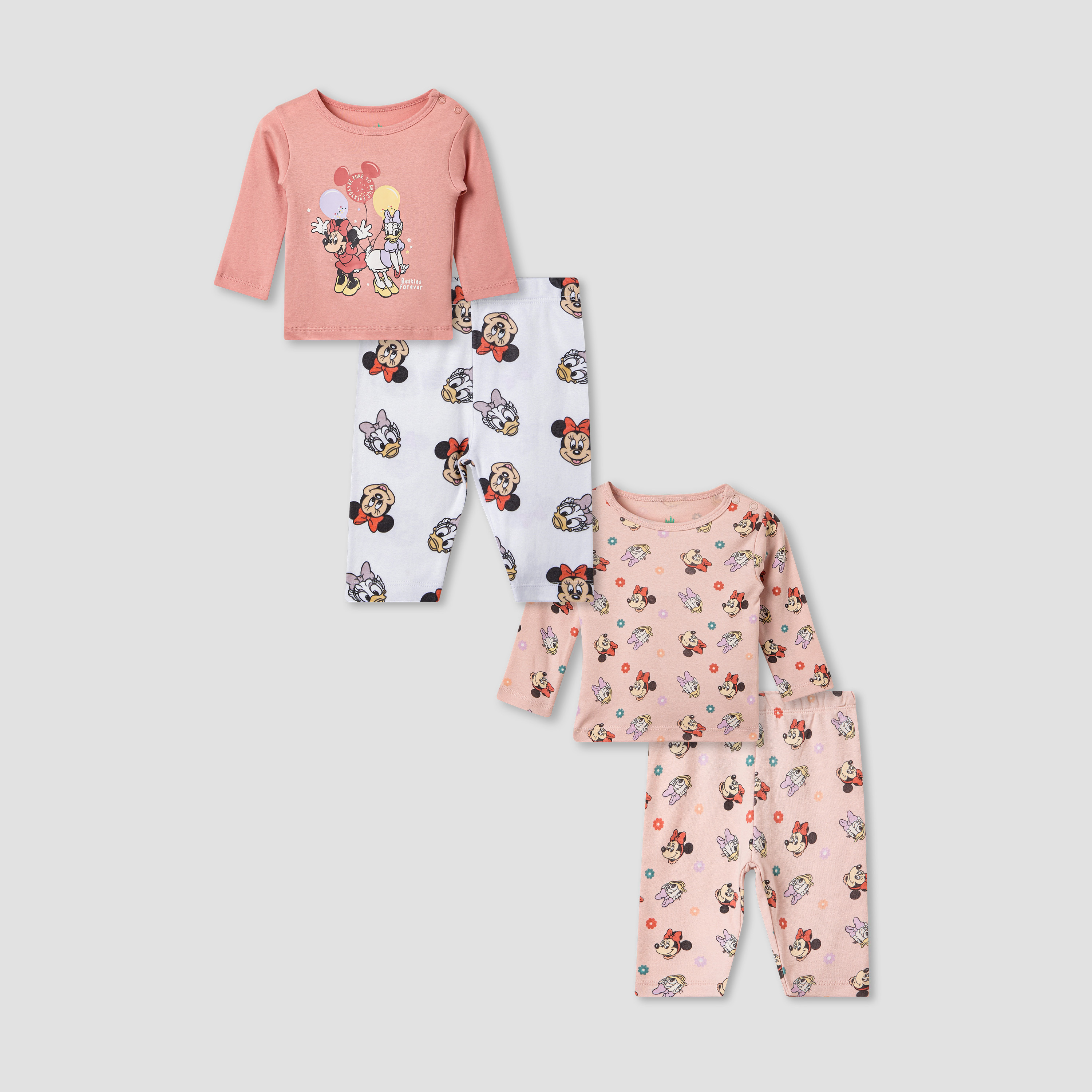 Disney Minnie Mouse and Daisy Duck Print T-shirt and Pyjama - Set of 2-baby-girls-clothing-nightwear-pyjamasets-image-1
