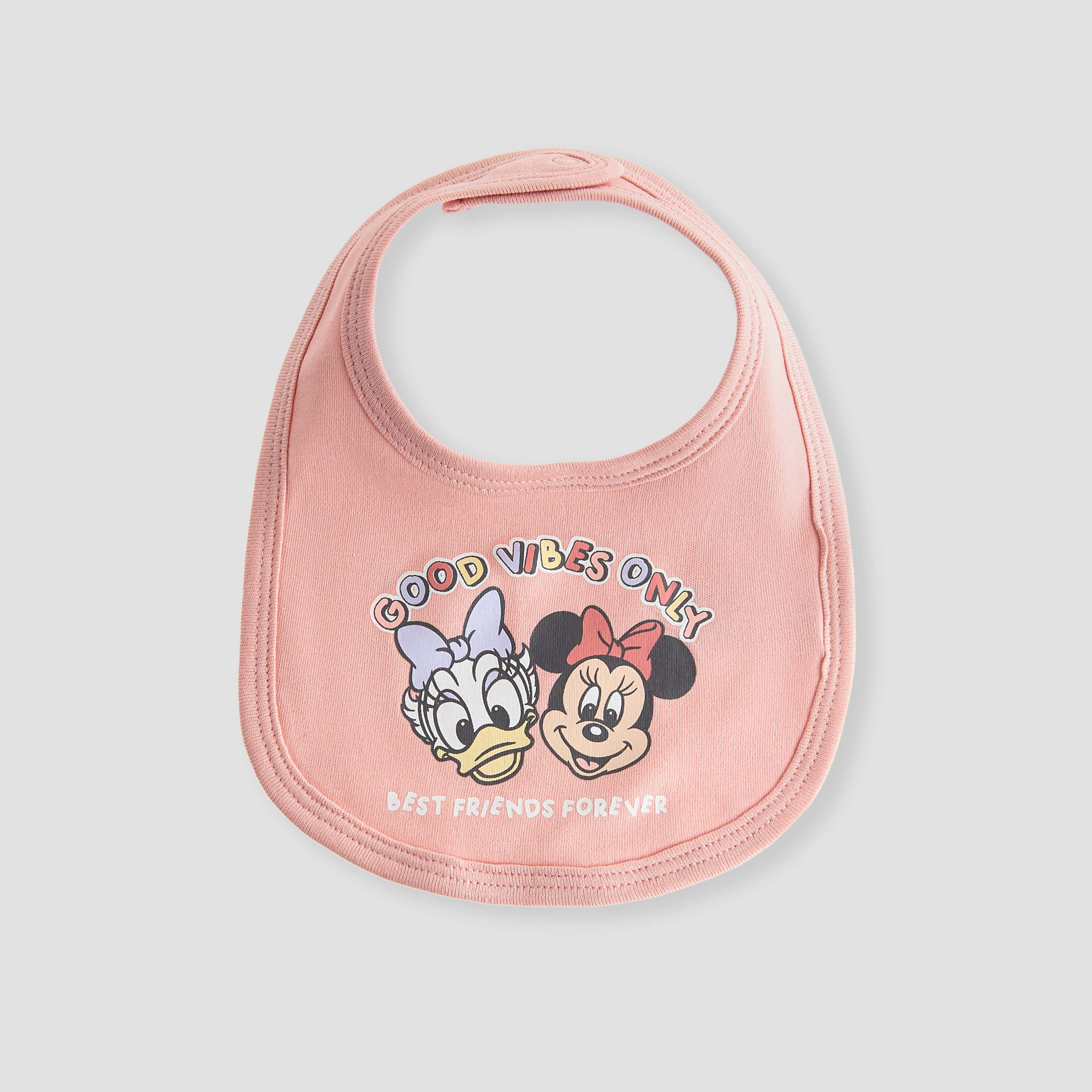 مريلة بزر إغلاق وطبعات ميني ماوس من ديزني - طقم من قطعتين-baby-feeding-bibs-image-2