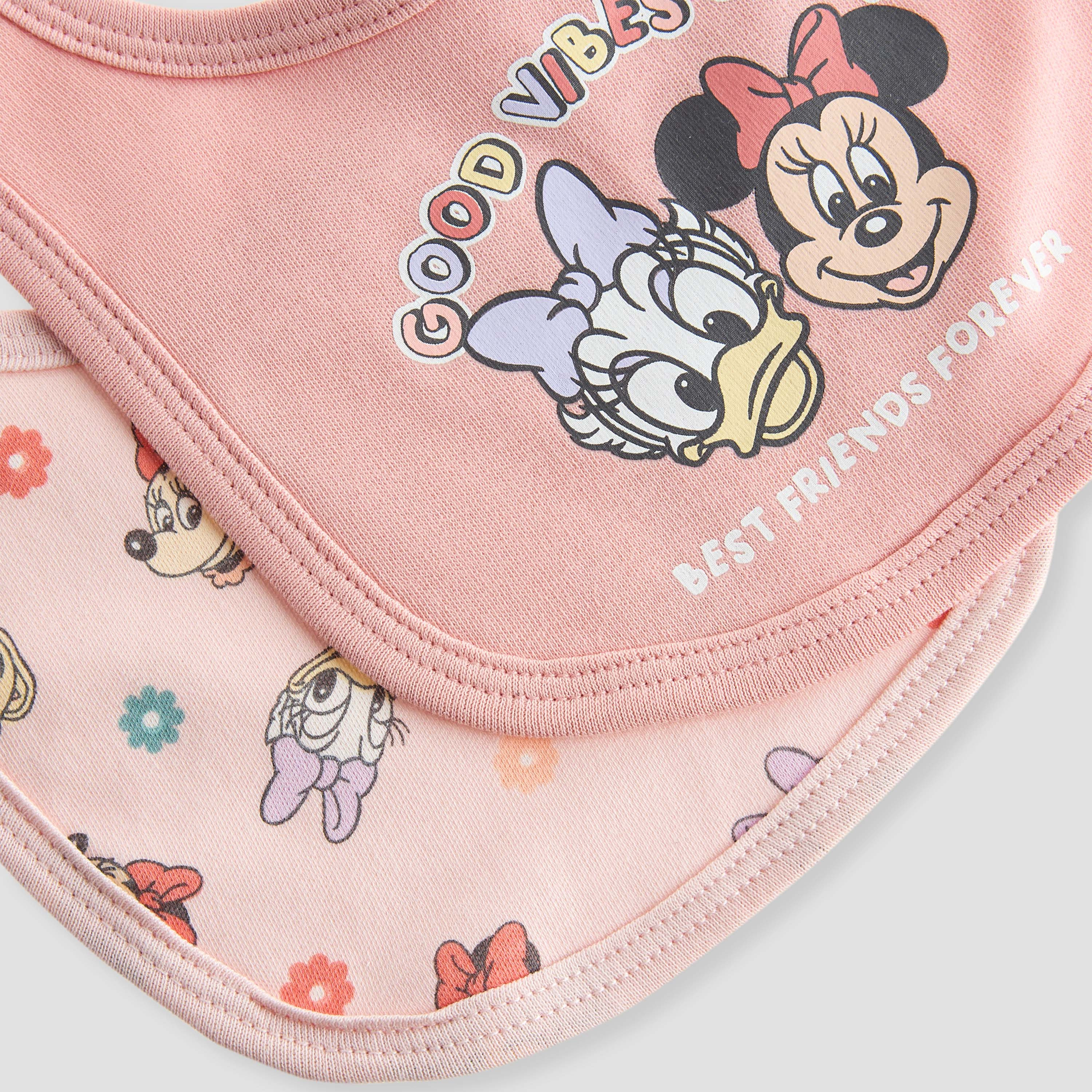 مريلة بزر إغلاق وطبعات ميني ماوس من ديزني - طقم من قطعتين-baby-feeding-bibs-image-5