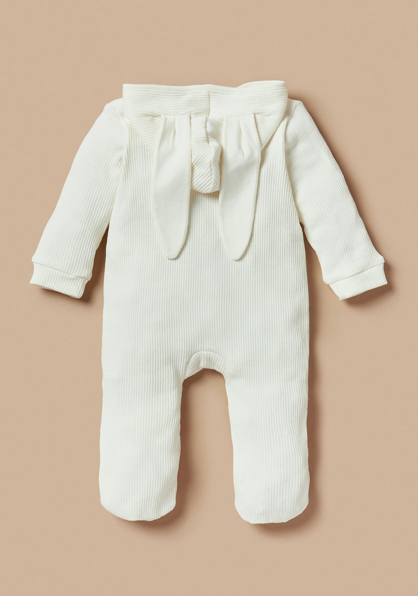Juniors Ribbed Sleepsuit with Hood and Bunny Ears Applique Detail-Sleepsuits-image-3