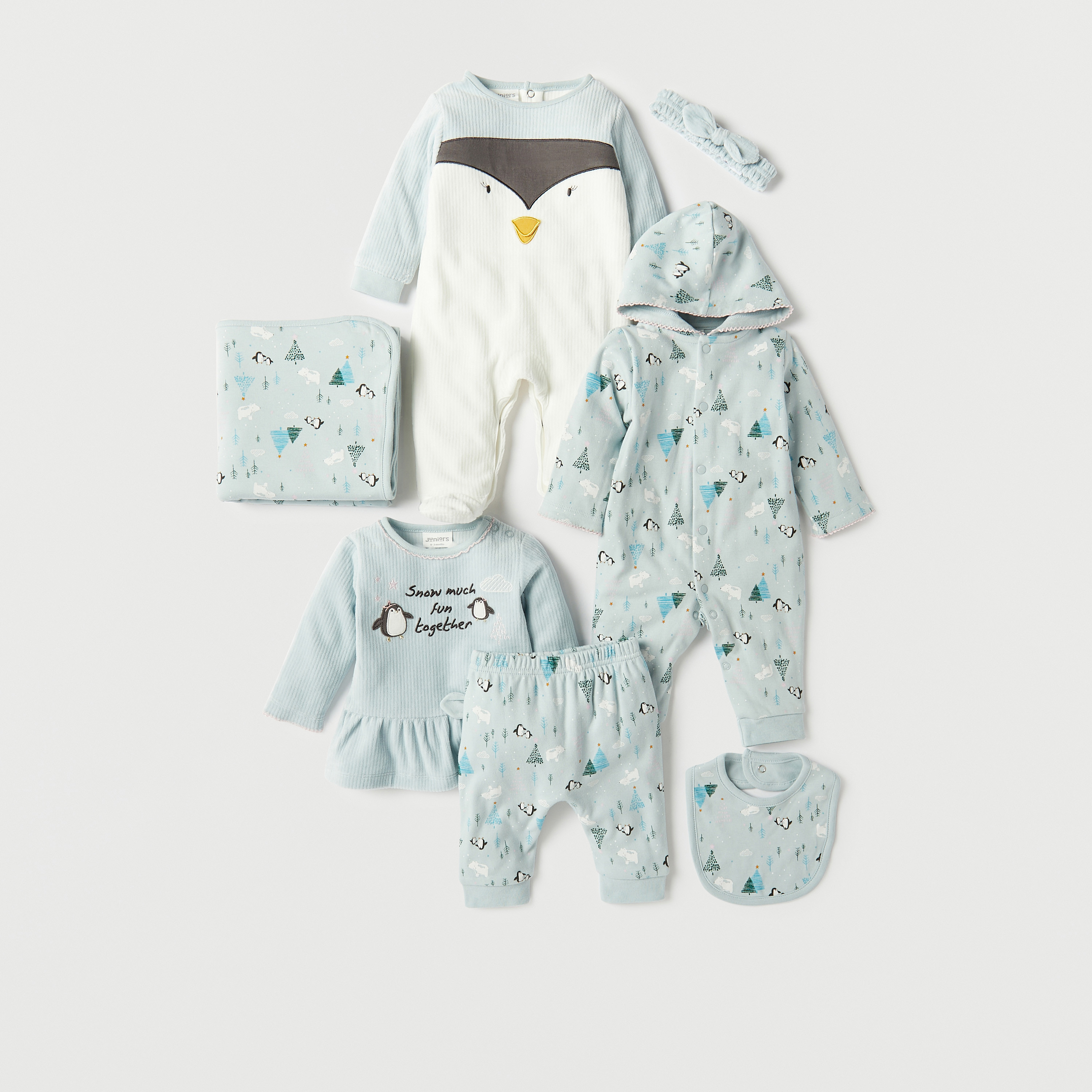 Juniors Penguin Embroidered Long Sleeves T-shirt and Elasticated Pyjama Set-baby-girls-clothing-nightwear-pyjamasets-image-6