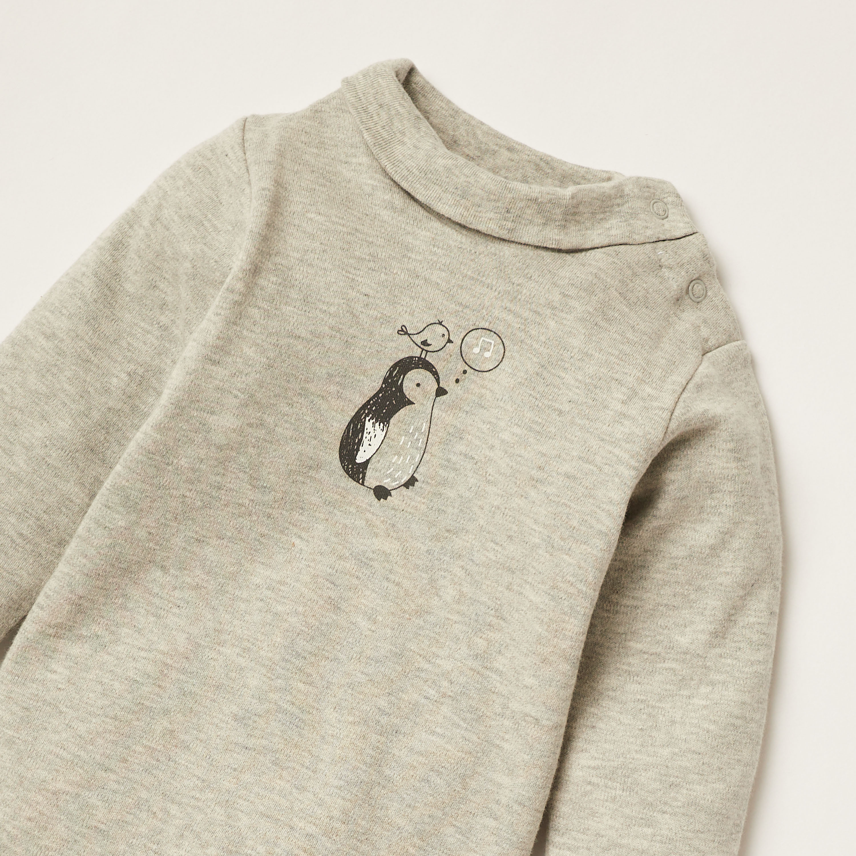 Giggles Penguin Print Bodysuit with Long Sleeves and Snap Button Closure-baby-girls-clothing-bodysuits-image-2