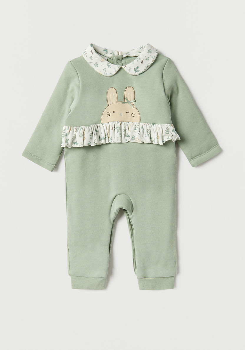 Juniors Bunny Applique Sleepsuit with Ruffles and Collar-Sleepsuits-image-0