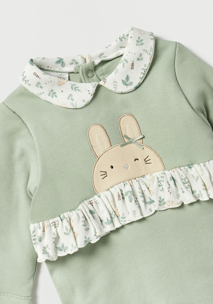 Juniors Bunny Applique Sleepsuit with Ruffles and Collar-Sleepsuits-image-2