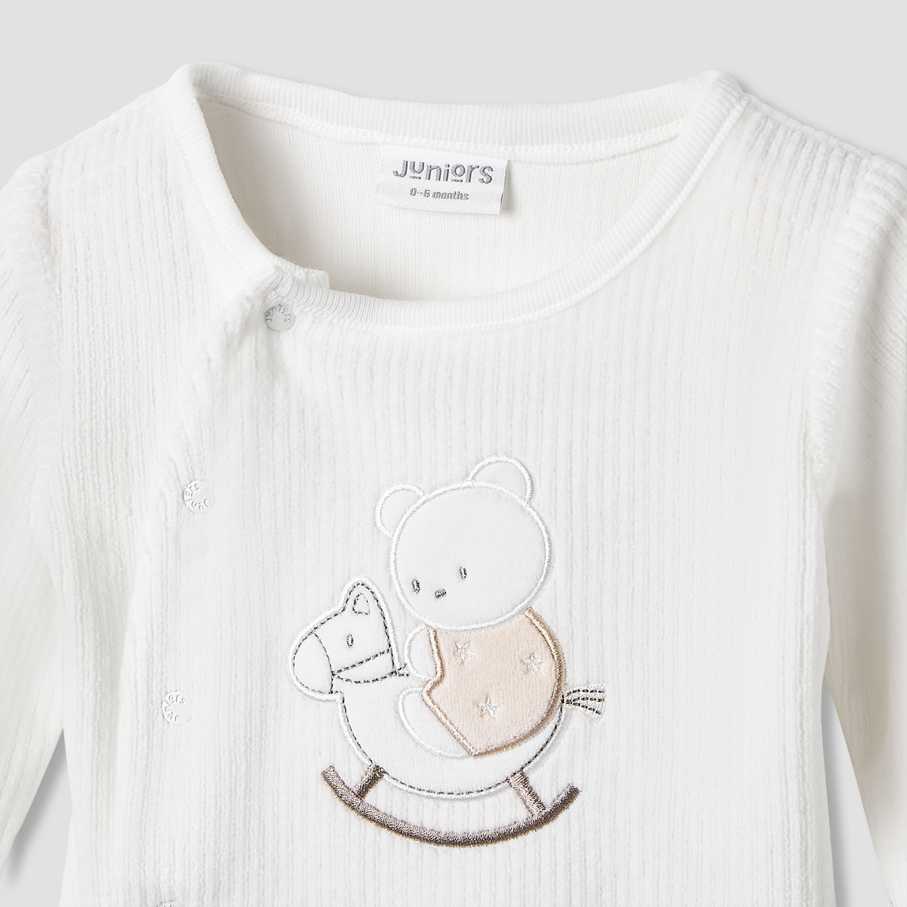 Juniors Pyjama Set with Bear Applique - Velour - Long Sleeves - Round Neck-baby-boys-clothing-winterwear-setsandcoords-image-4