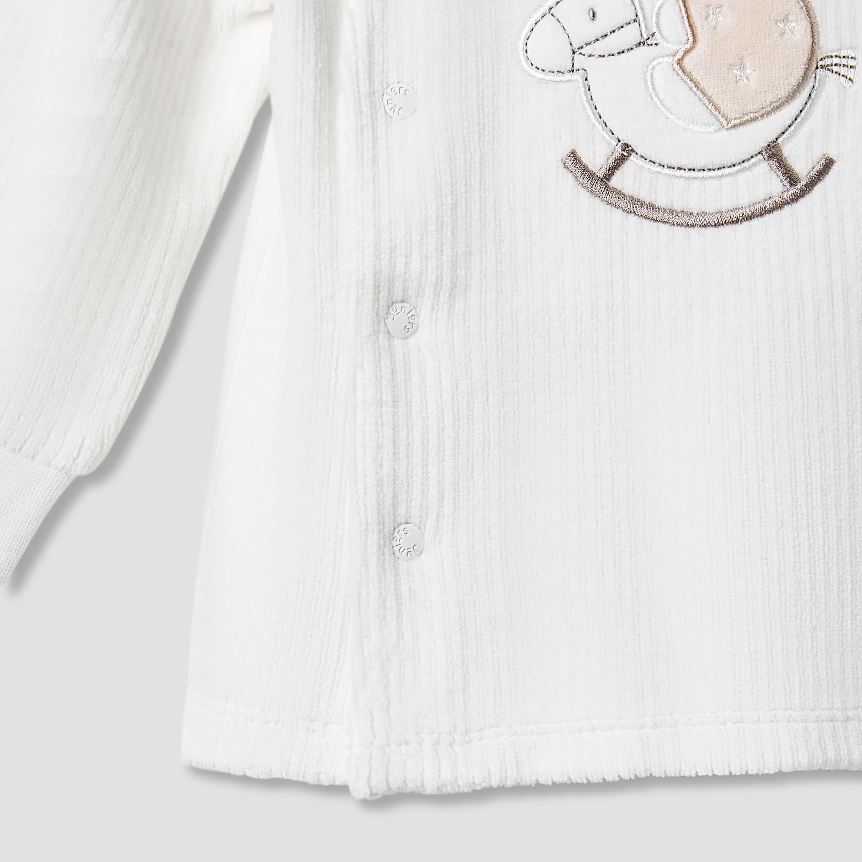Juniors Pyjama Set with Bear Applique - Velour - Long Sleeves - Round Neck-baby-boys-clothing-winterwear-setsandcoords-image-5