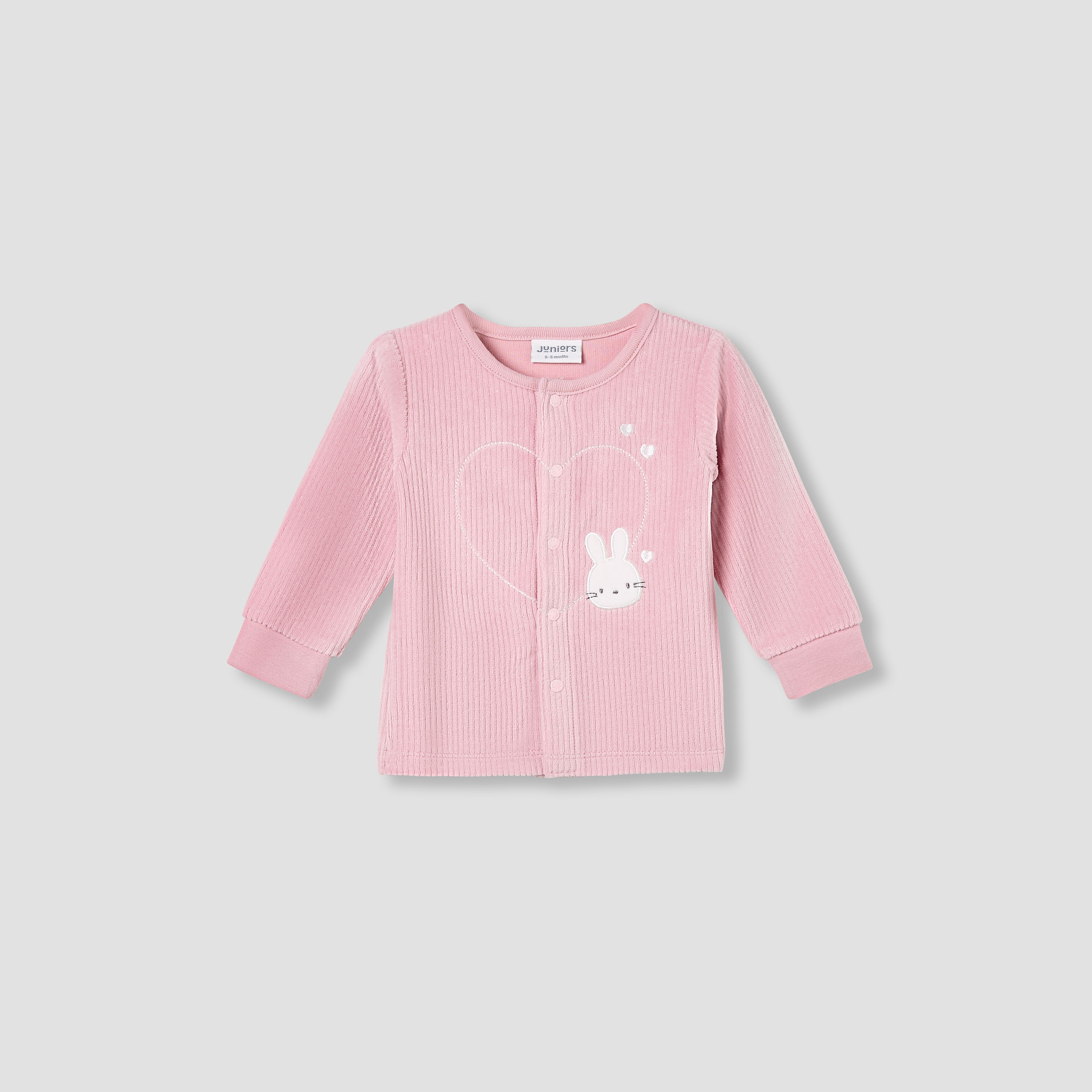 Juniors Pyjama Set with Bunny Applique - Velour - Long Sleeves - Round Neck-baby-girls-clothing-winterwear-pyjamasets-image-2
