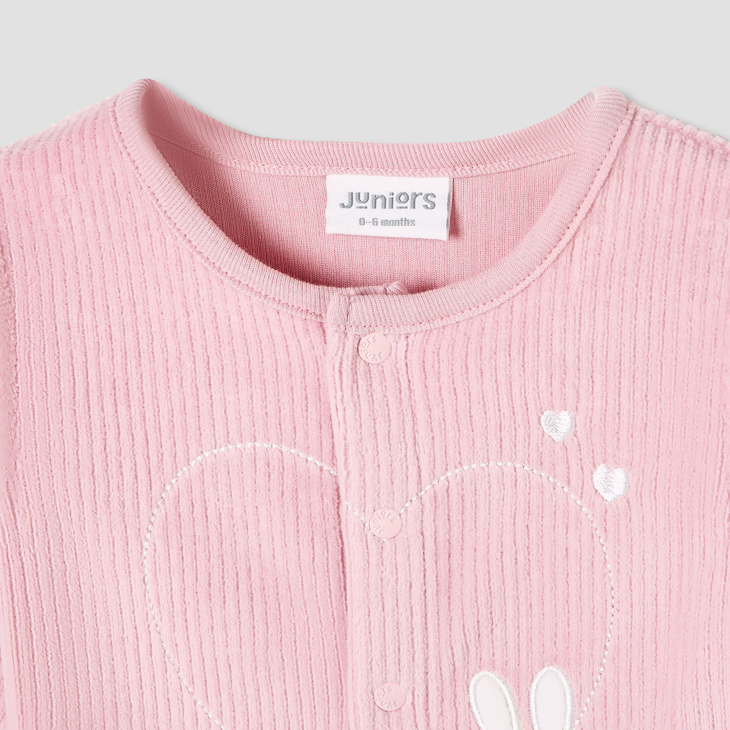 Juniors Pyjama Set with Bunny Applique - Velour - Long Sleeves - Round Neck-baby-girls-clothing-winterwear-pyjamasets-image-4