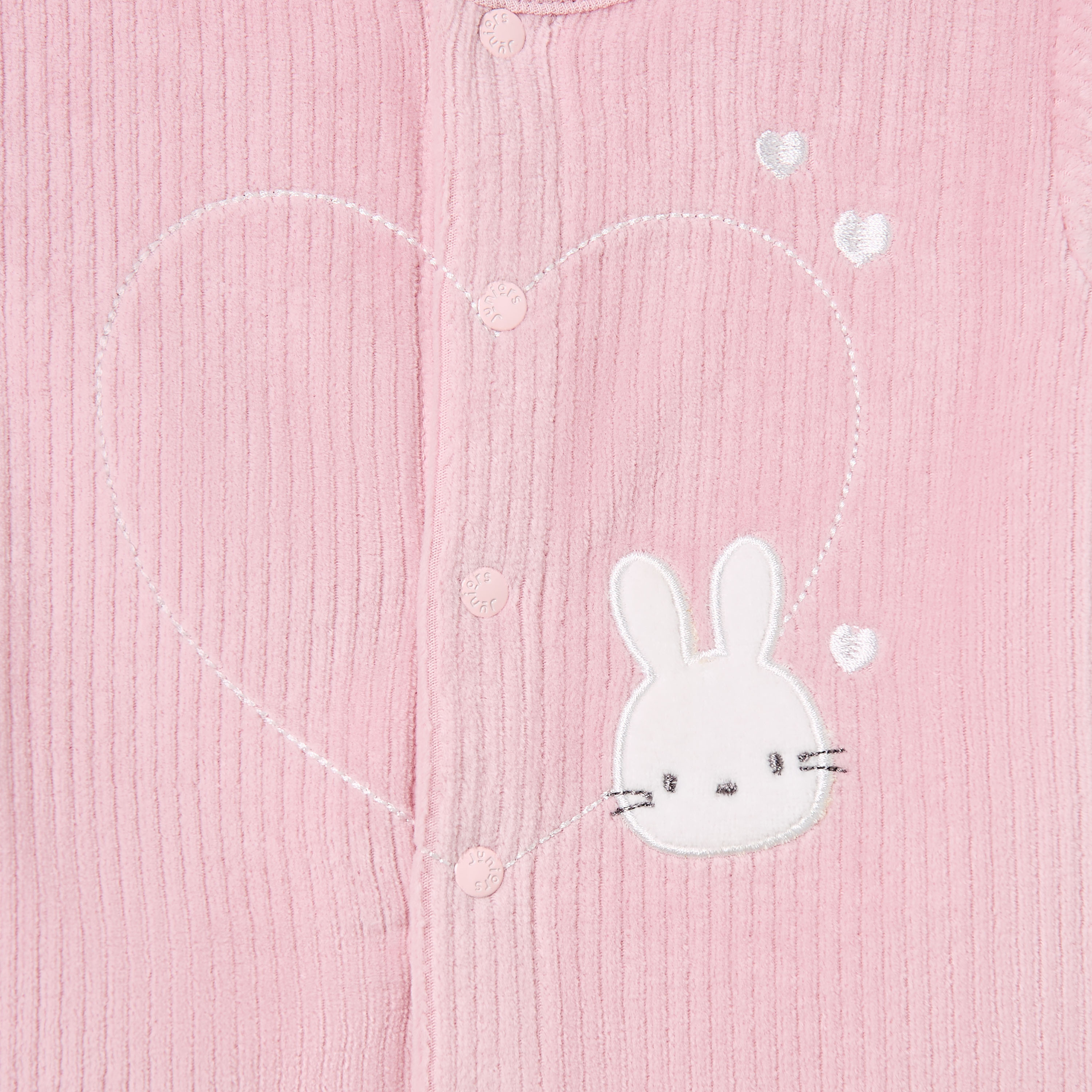 Juniors Pyjama Set with Bunny Applique - Velour - Long Sleeves - Round Neck-baby-girls-clothing-winterwear-pyjamasets-image-5