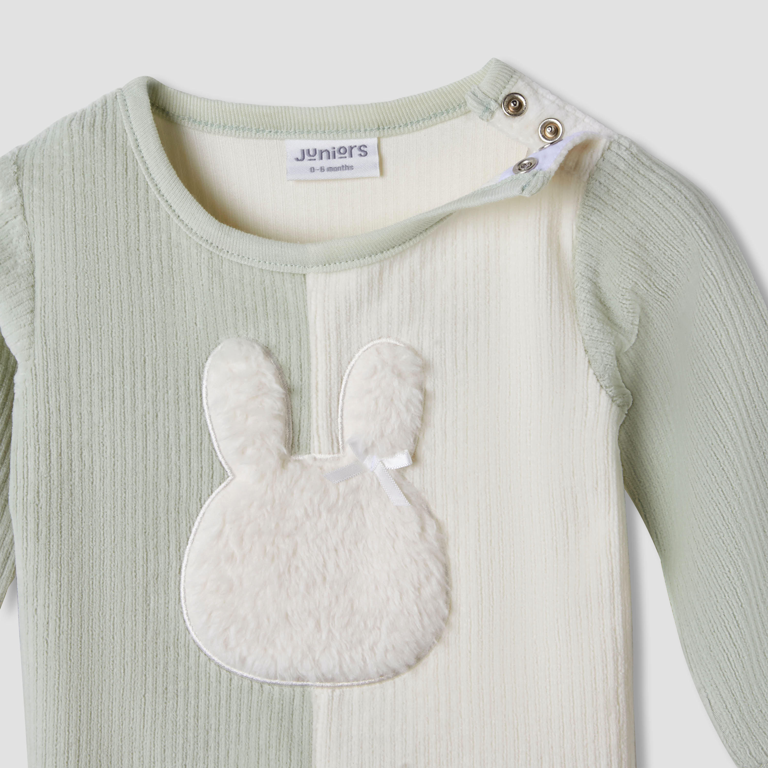 Juniors Pyjama Set with Bunny Applique - Velour - Long Sleeves - Round Neck-baby-girls-clothing-nightwear-pyjamasets-image-4