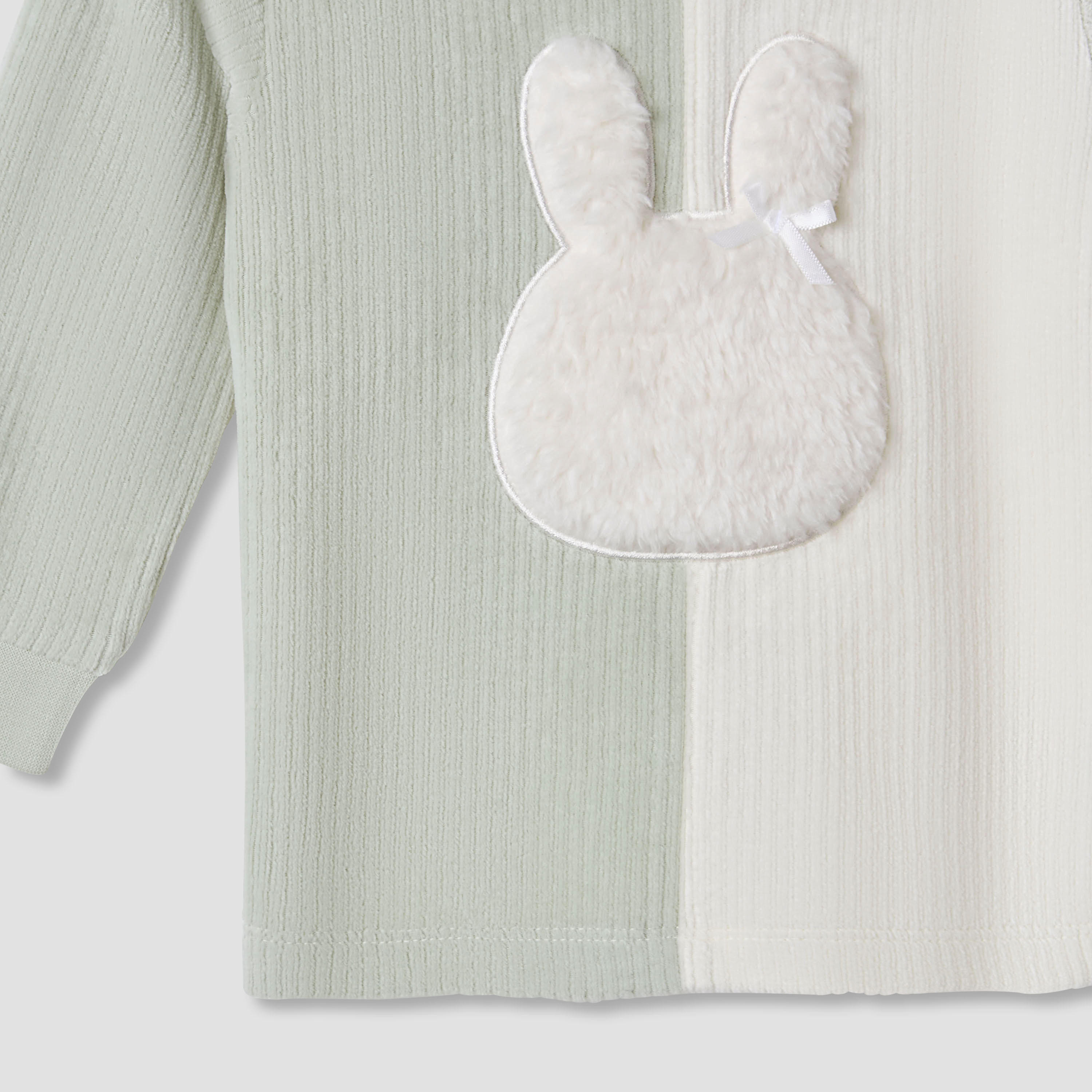 Juniors Pyjama Set with Bunny Applique - Velour - Long Sleeves - Round Neck-baby-girls-clothing-nightwear-pyjamasets-image-5