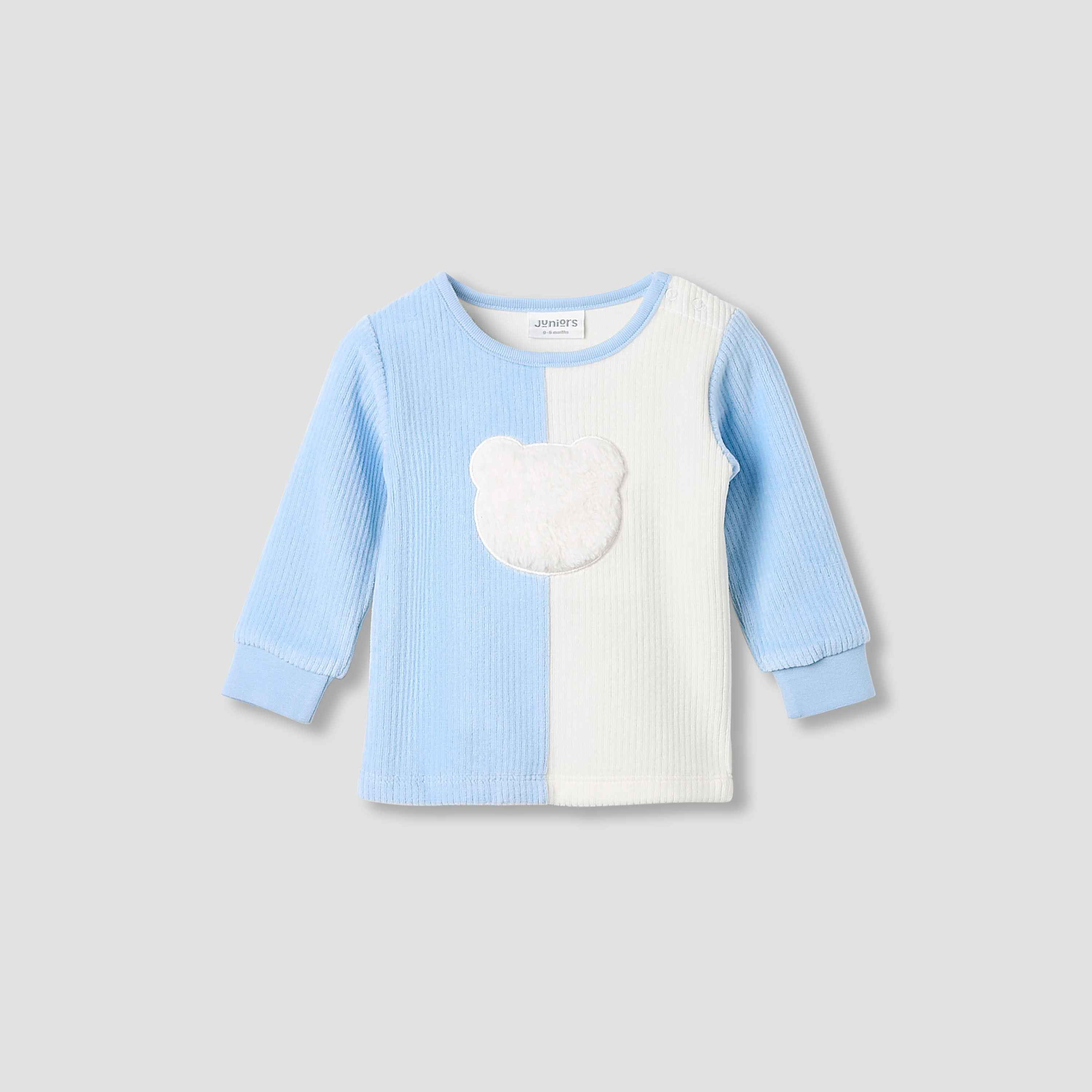 Juniors Pyjama Set with Bear Applique - Long Sleeves - Round Neck-baby-boys-clothing-winterwear-setsandcoords-image-2