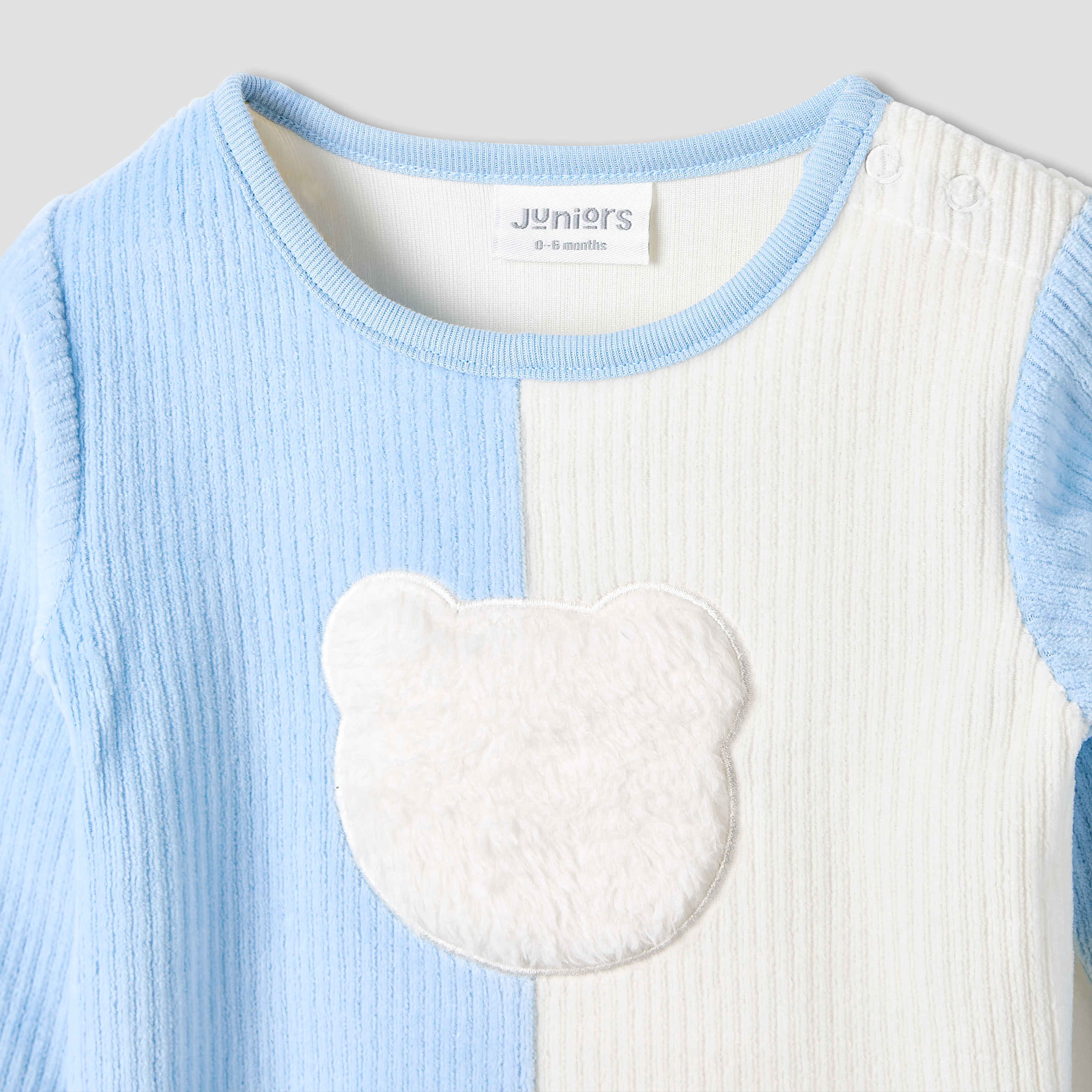Juniors Pyjama Set with Bear Applique - Long Sleeves - Round Neck-baby-boys-clothing-winterwear-setsandcoords-image-4