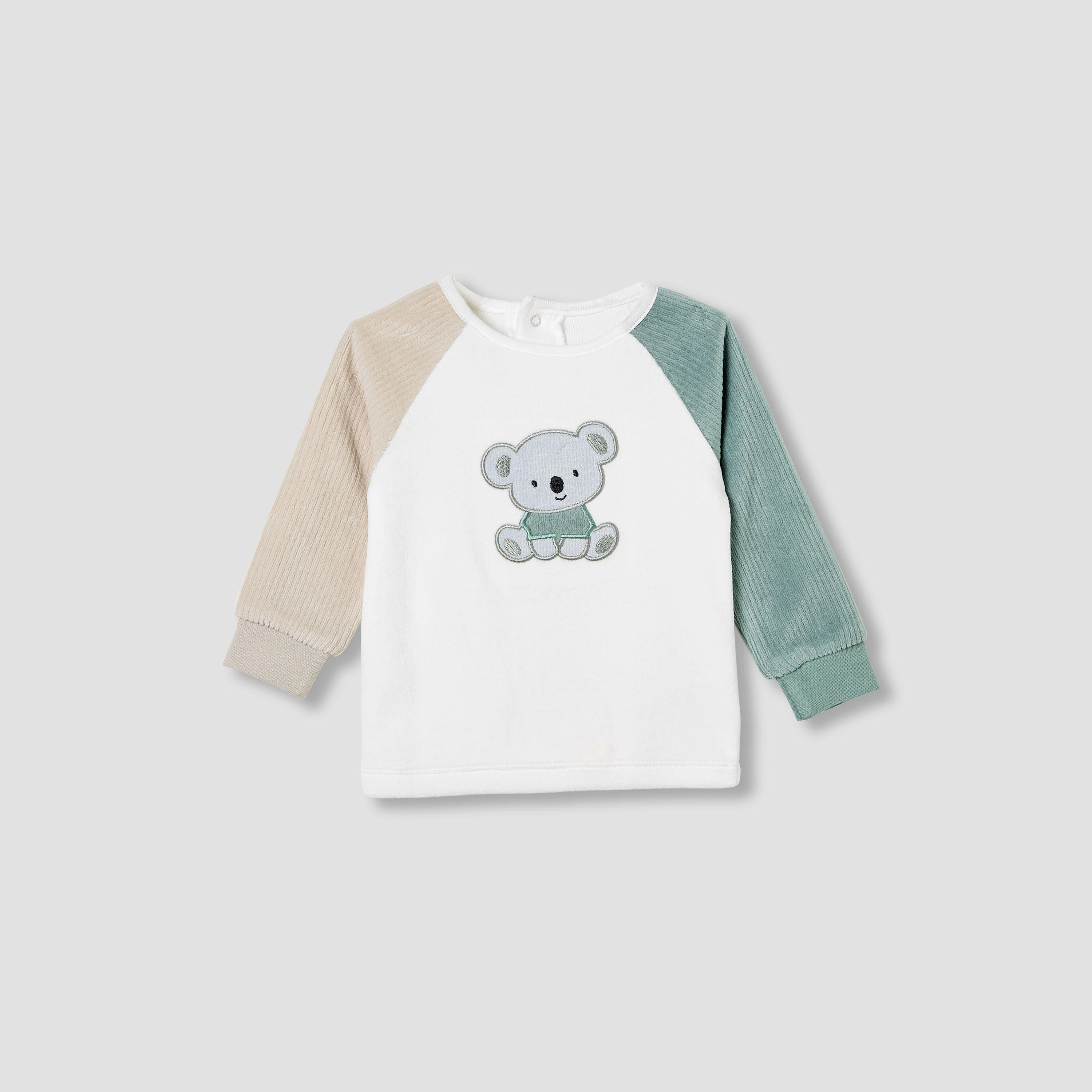 Juniors Pyjama Set with Koala Applique - Velour - Long Sleeves - Round Neck-baby-boys-clothing-winterwear-setsandcoords-image-2
