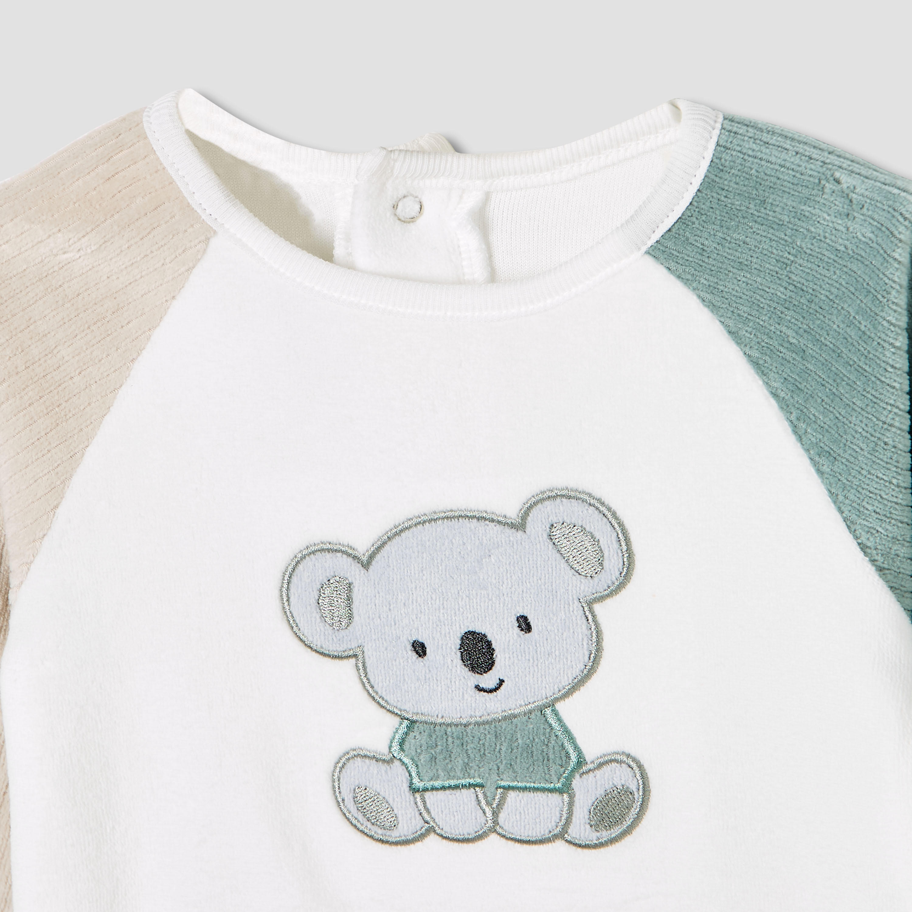 Juniors Pyjama Set with Koala Applique - Velour - Long Sleeves - Round Neck-baby-boys-clothing-winterwear-setsandcoords-image-4
