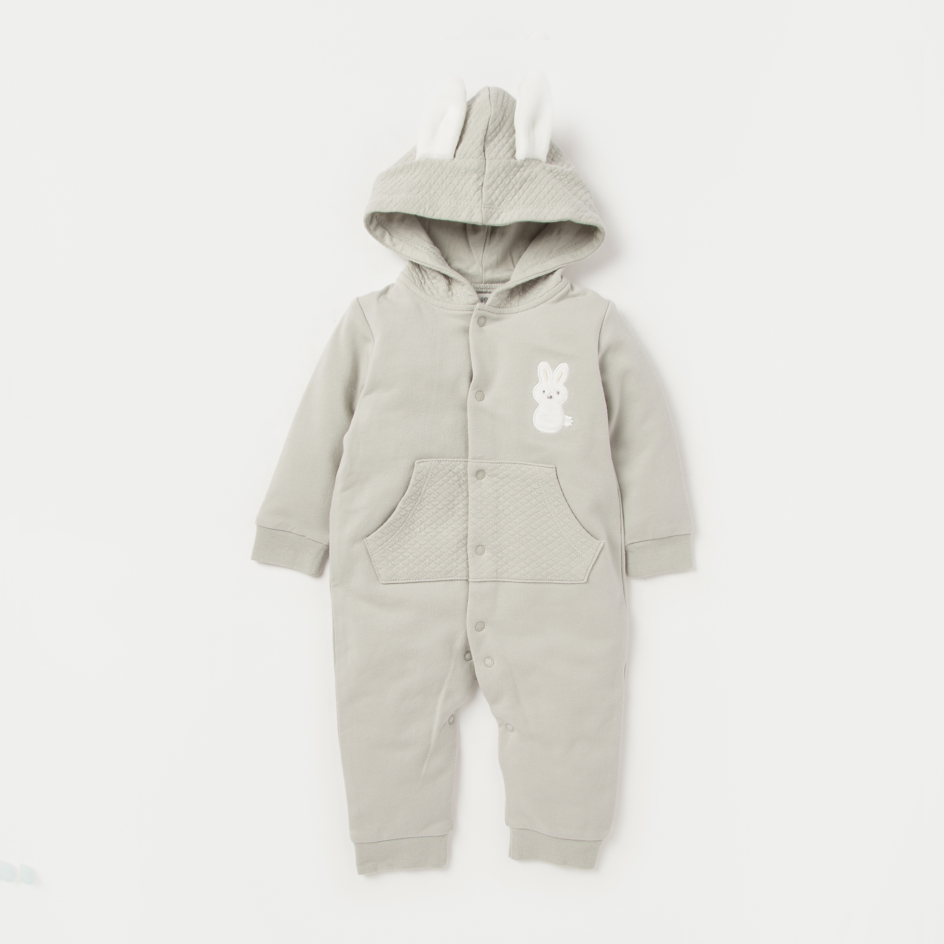 Juniors Bunny Applique Detail Sleepsuit with Hood-baby-girls-clothing-nightwear-sleepsuits-image-1