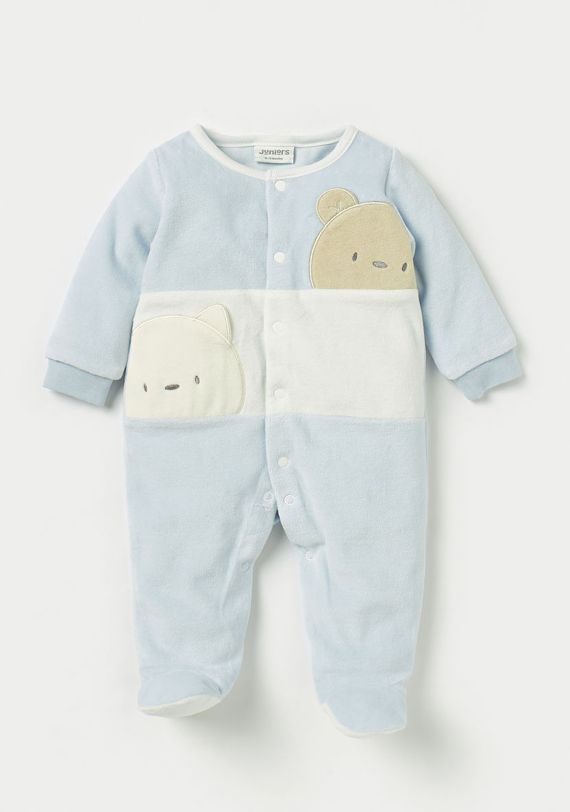 Juniors Bear Applique Sleepsuit with Long Sleeves-Sleepsuits-image-0
