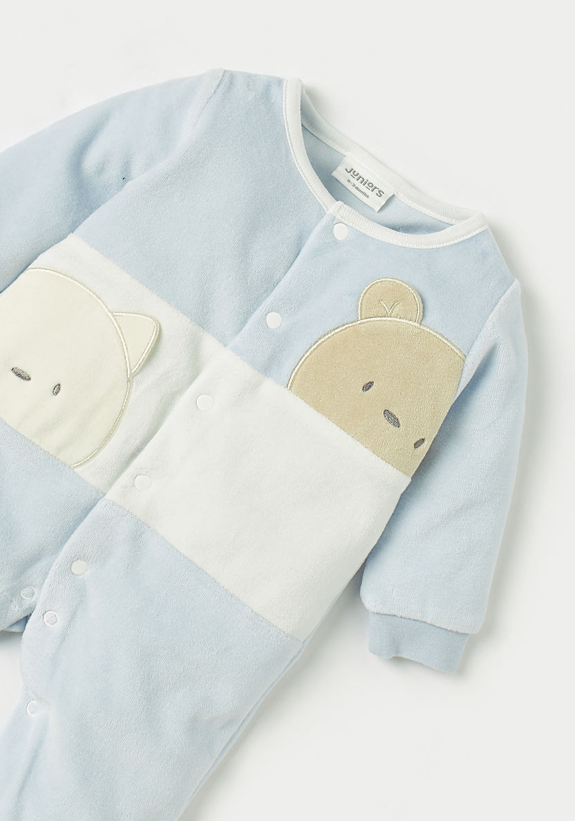 Juniors Bear Applique Sleepsuit with Long Sleeves-Sleepsuits-image-2