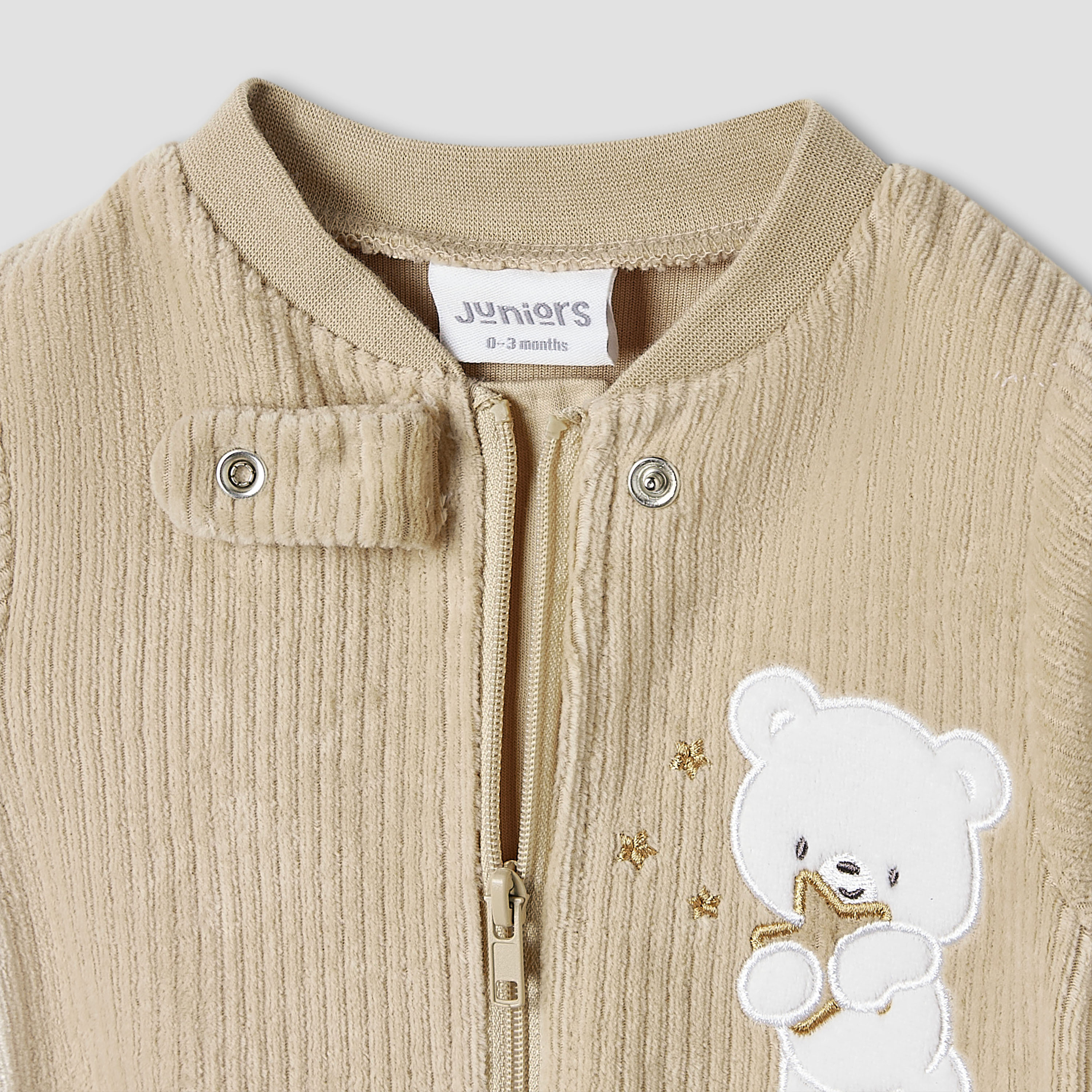 Juniors Round Neck Sleepsuit with Corduroy Texture - Cotton Blend - Long Sleeves-baby-boys-clothing-nightwear-sleepsuits-image-3