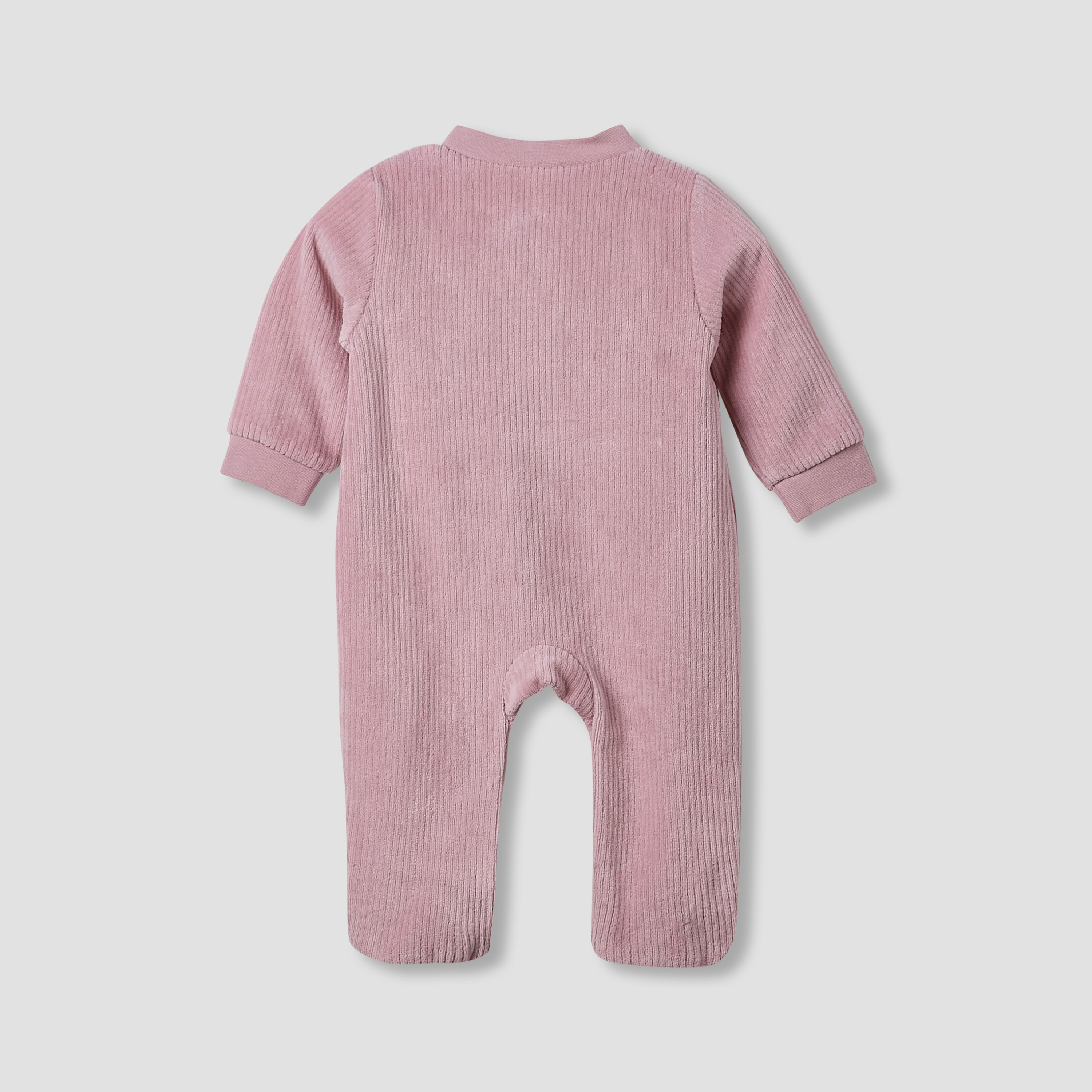 Juniors Round Neck Sleepsuit with Corduroy Texture - Cotton Blend - Long Sleeves-baby-girls-clothing-nightwear-sleepsuits-image-2