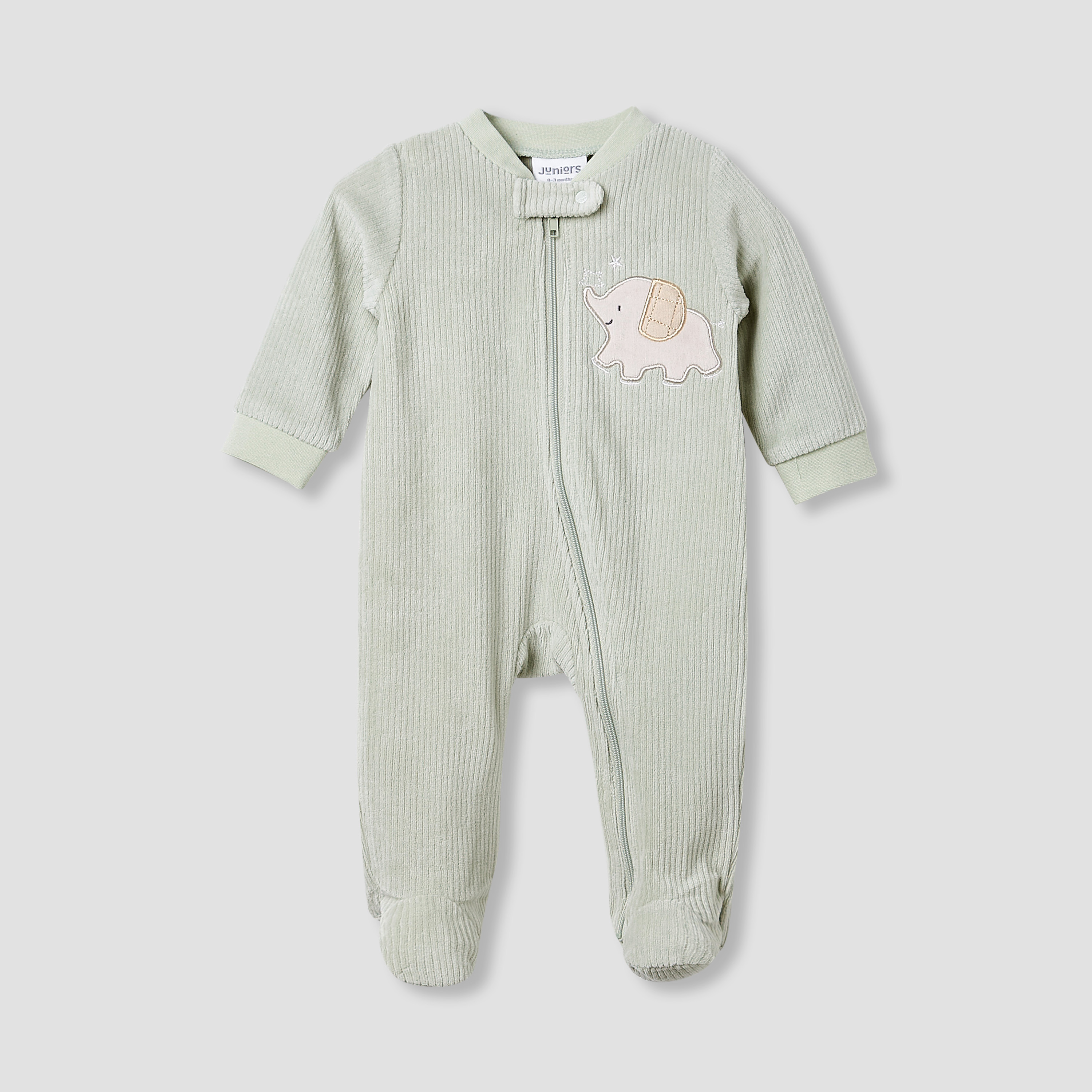 Juniors Crew Neck Sleepsuit with Corduroy Texture - Cotton Blend - Long Sleeves-baby-boys-clothing-nightwear-sleepsuits-image-1