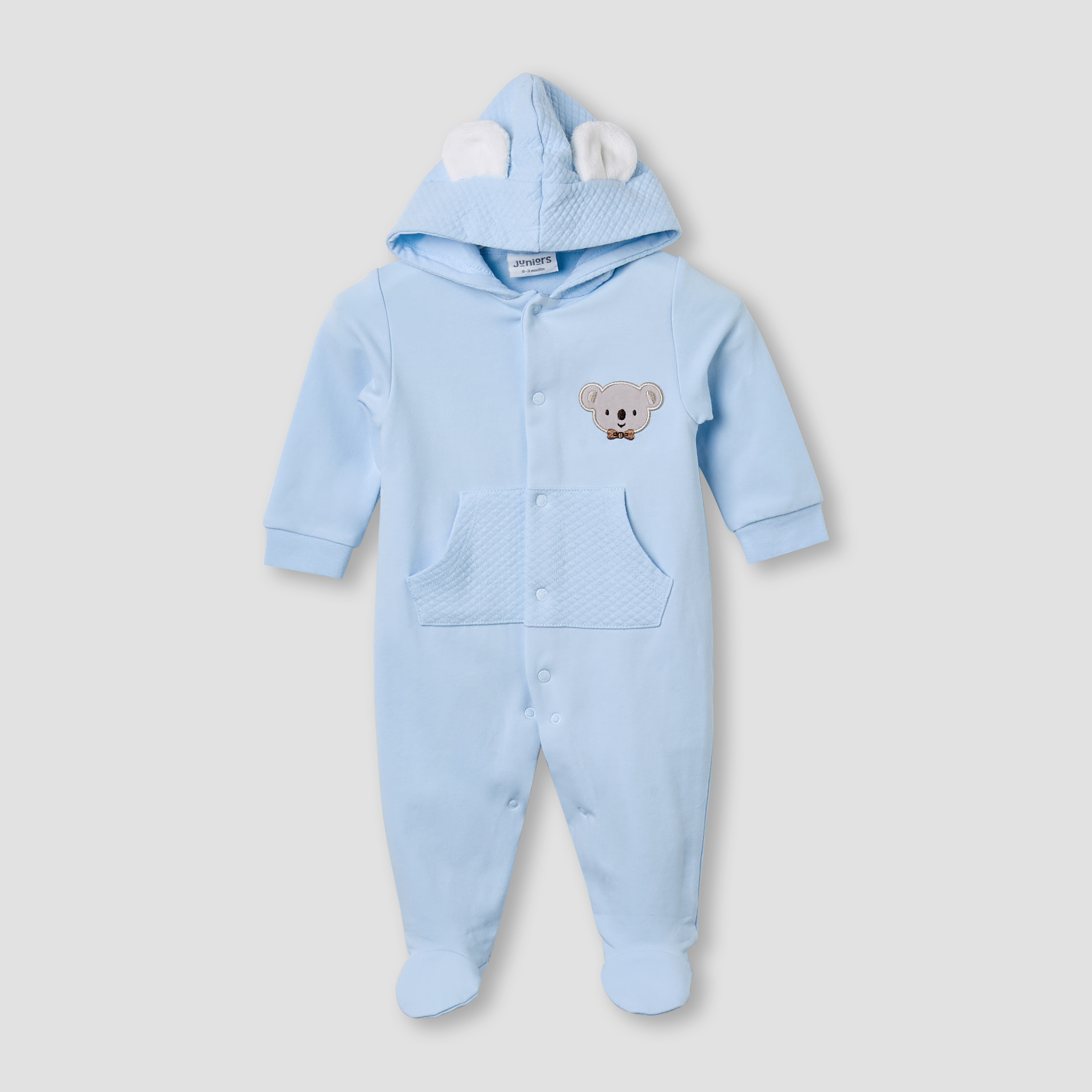 Juniors Hooded Sleepsuit with Koala Applique - Cotton - Long Sleeves-baby-girls-clothing-nightwear-sleepsuits-image-1
