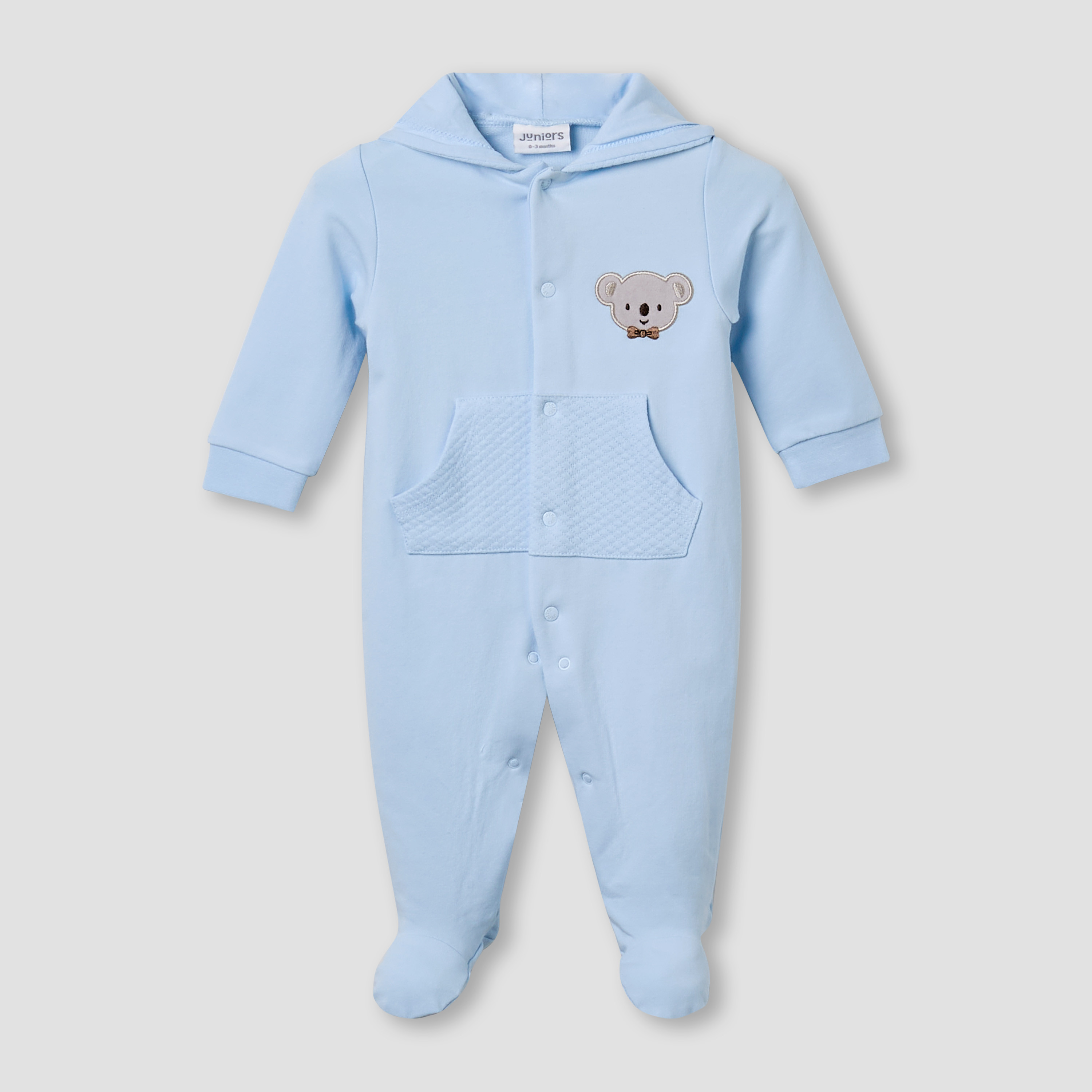 Juniors Hooded Sleepsuit with Koala Applique - Cotton - Long Sleeves-baby-girls-clothing-nightwear-sleepsuits-image-2