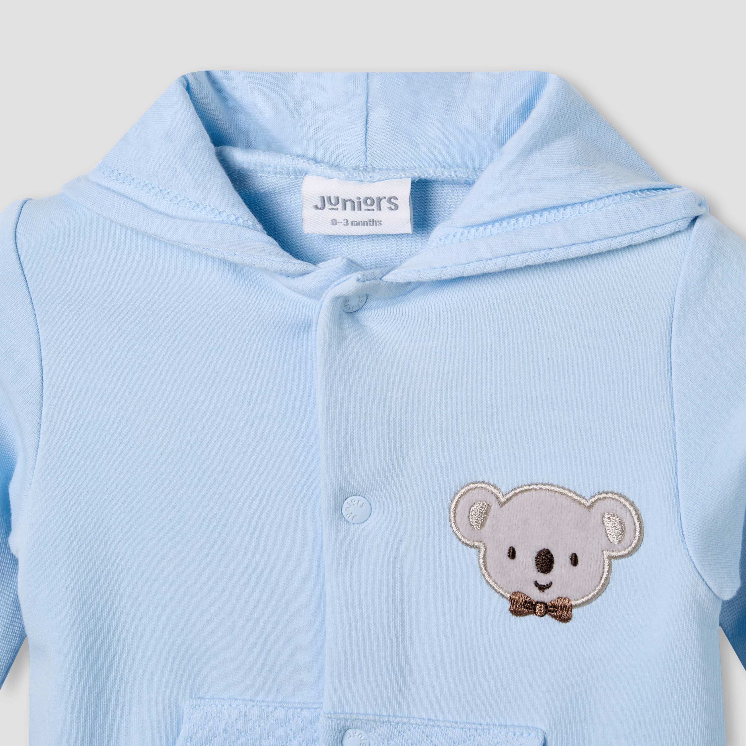 Juniors Hooded Sleepsuit with Koala Applique - Cotton - Long Sleeves-baby-girls-clothing-nightwear-sleepsuits-image-4