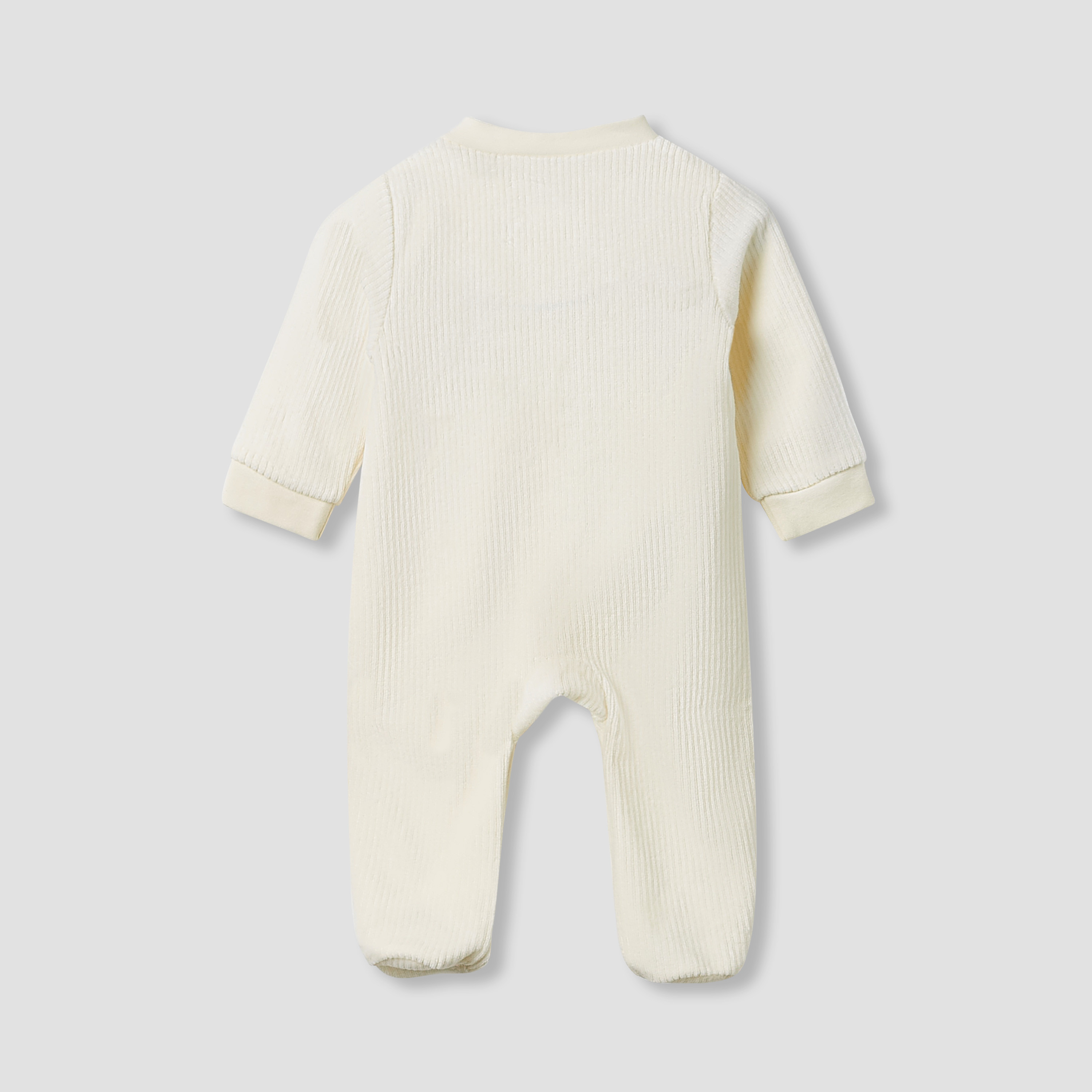 Juniors Round Neck Sleepsuit with Corduroy Texture - Cotton Blend - Long Sleeves-baby-boys-clothing-winterwear-sleepsuits-image-2