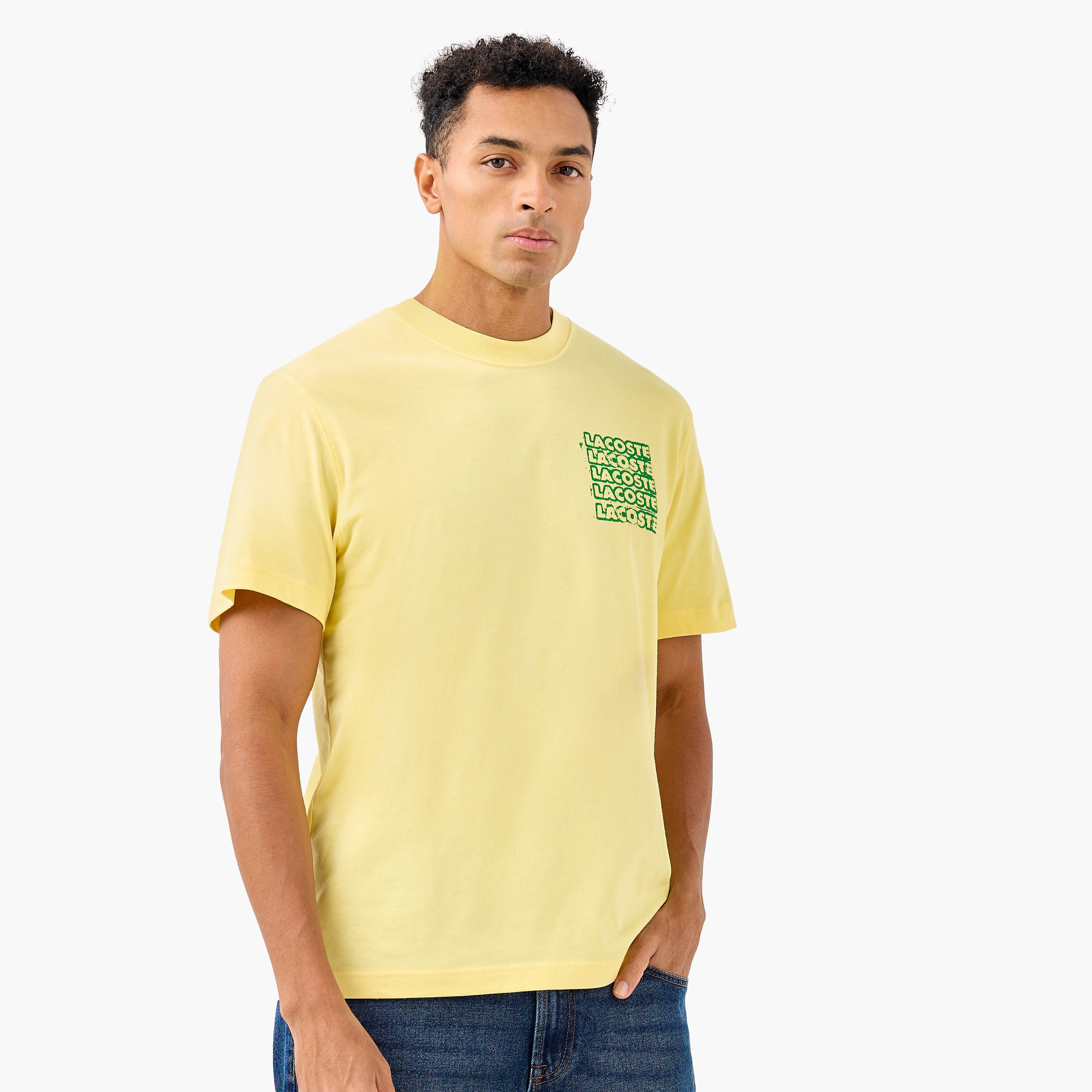 Lacoste Logo Print Crew Neck T-shirt with Short Sleeves-men-clothing-tshirtsandpolos-tshirts-image-1