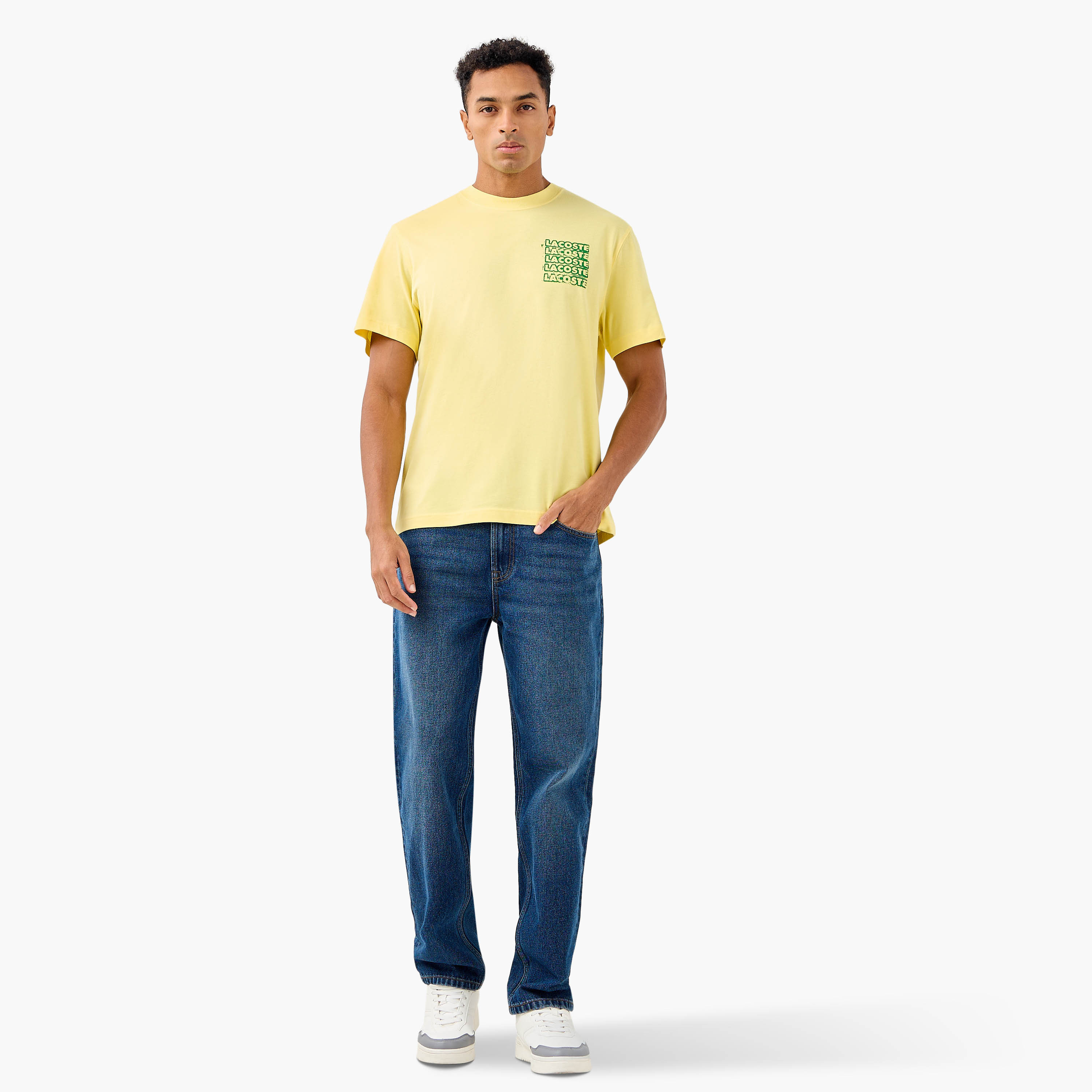 Lacoste Logo Print Crew Neck T-shirt with Short Sleeves-men-clothing-tshirtsandpolos-tshirts-image-2