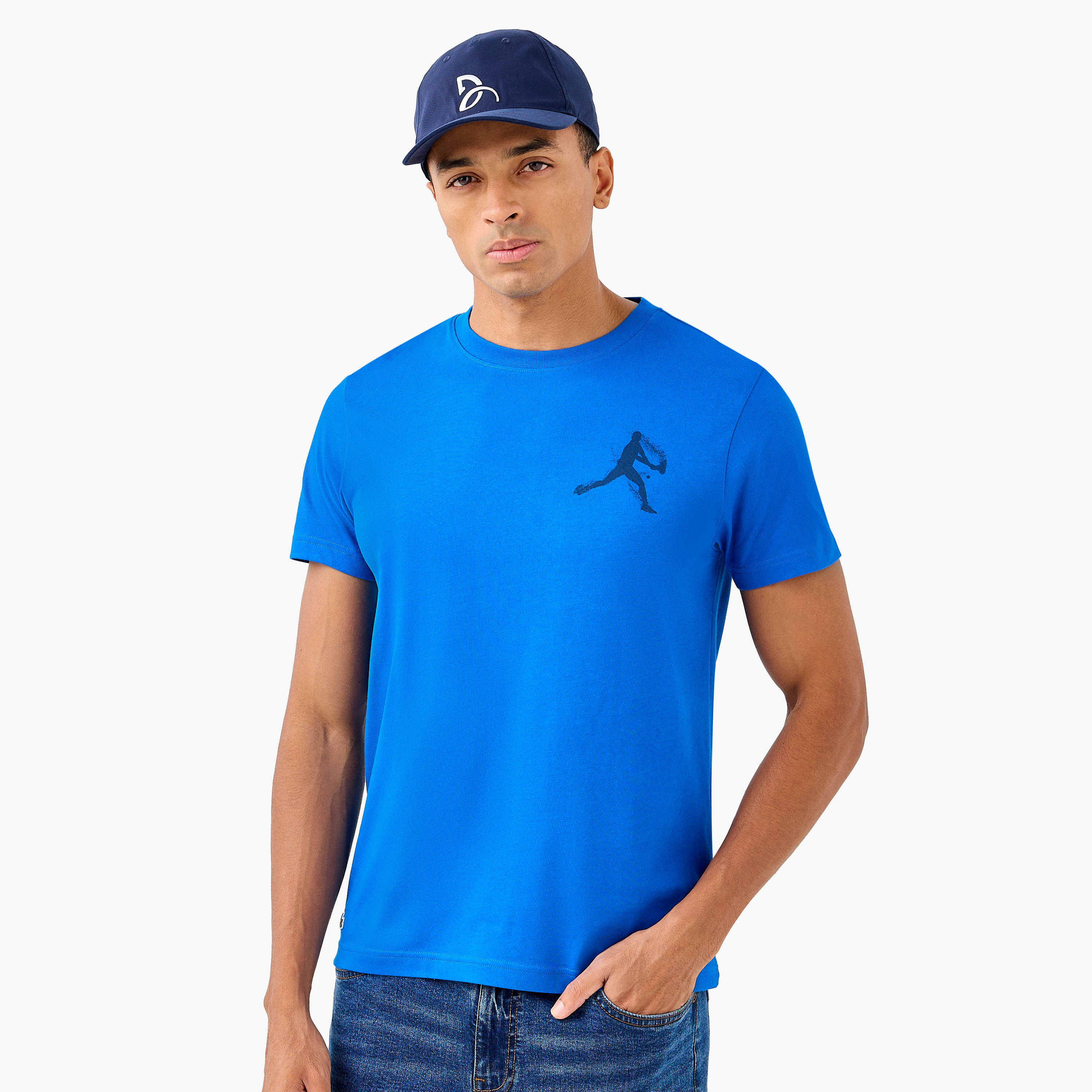 Lacoste Logo Print Crew Neck T-shirt with Short Sleeves-men-clothing-tshirtsandpolos-tshirts-image-1