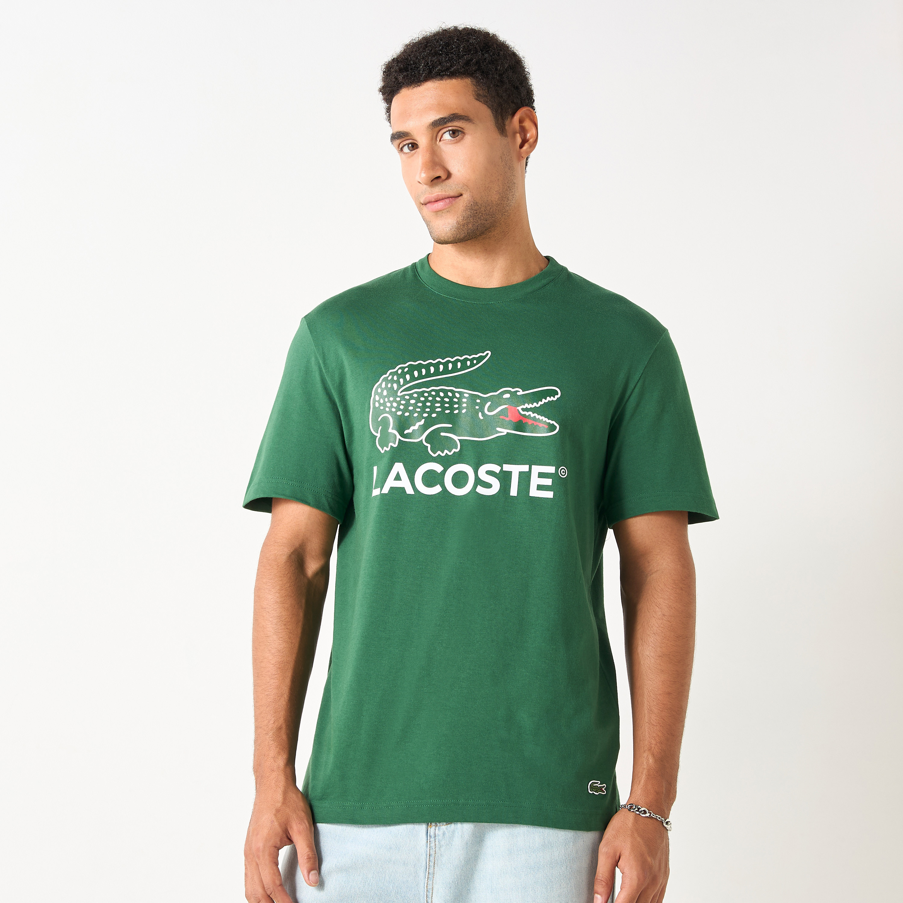 Lacoste Logo Print T-shirt with Short Sleeves and Crew Neck-men-clothing-tshirtsandpolos-tshirts-image-1