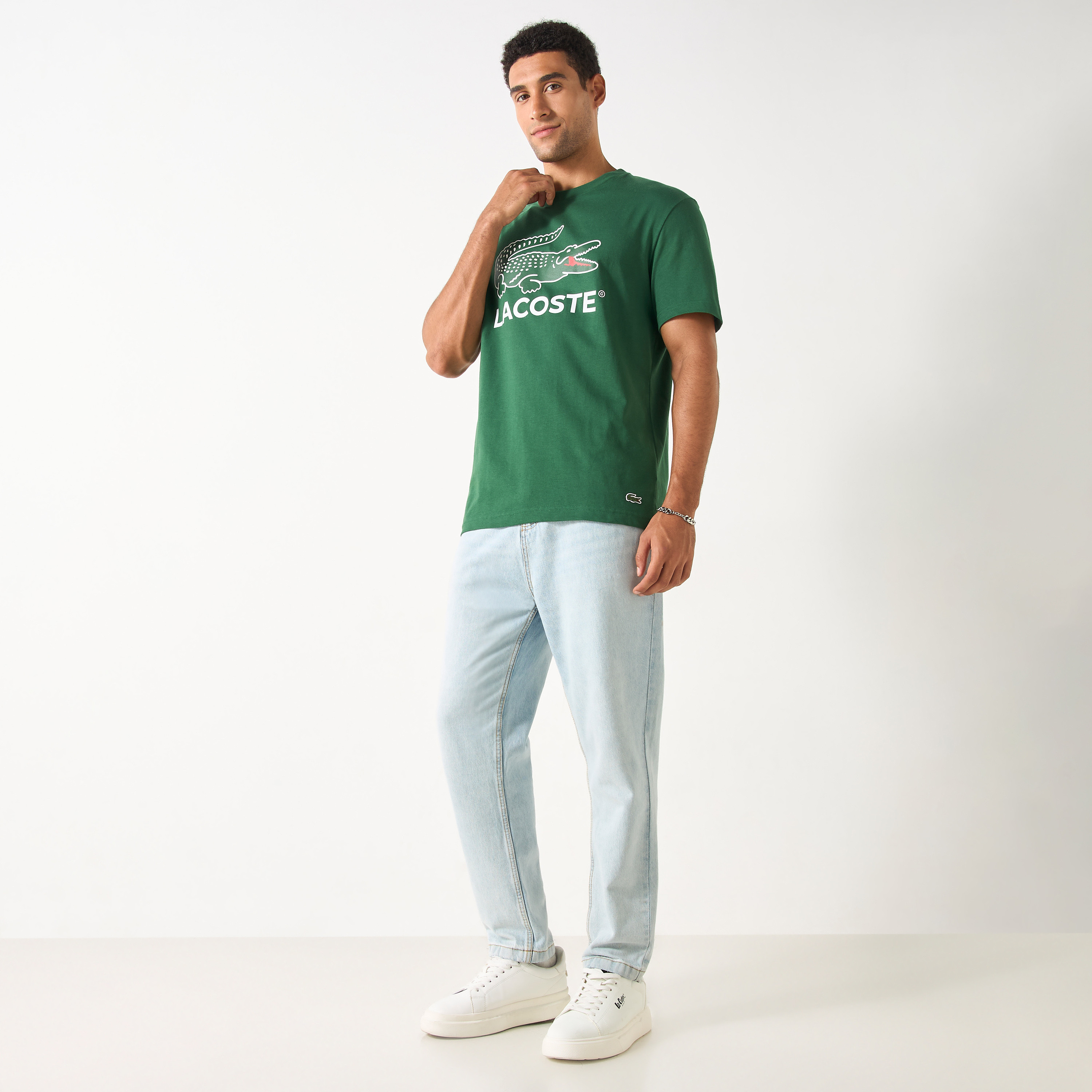 Lacoste Logo Print T-shirt with Short Sleeves and Crew Neck-men-clothing-tshirtsandpolos-tshirts-image-2