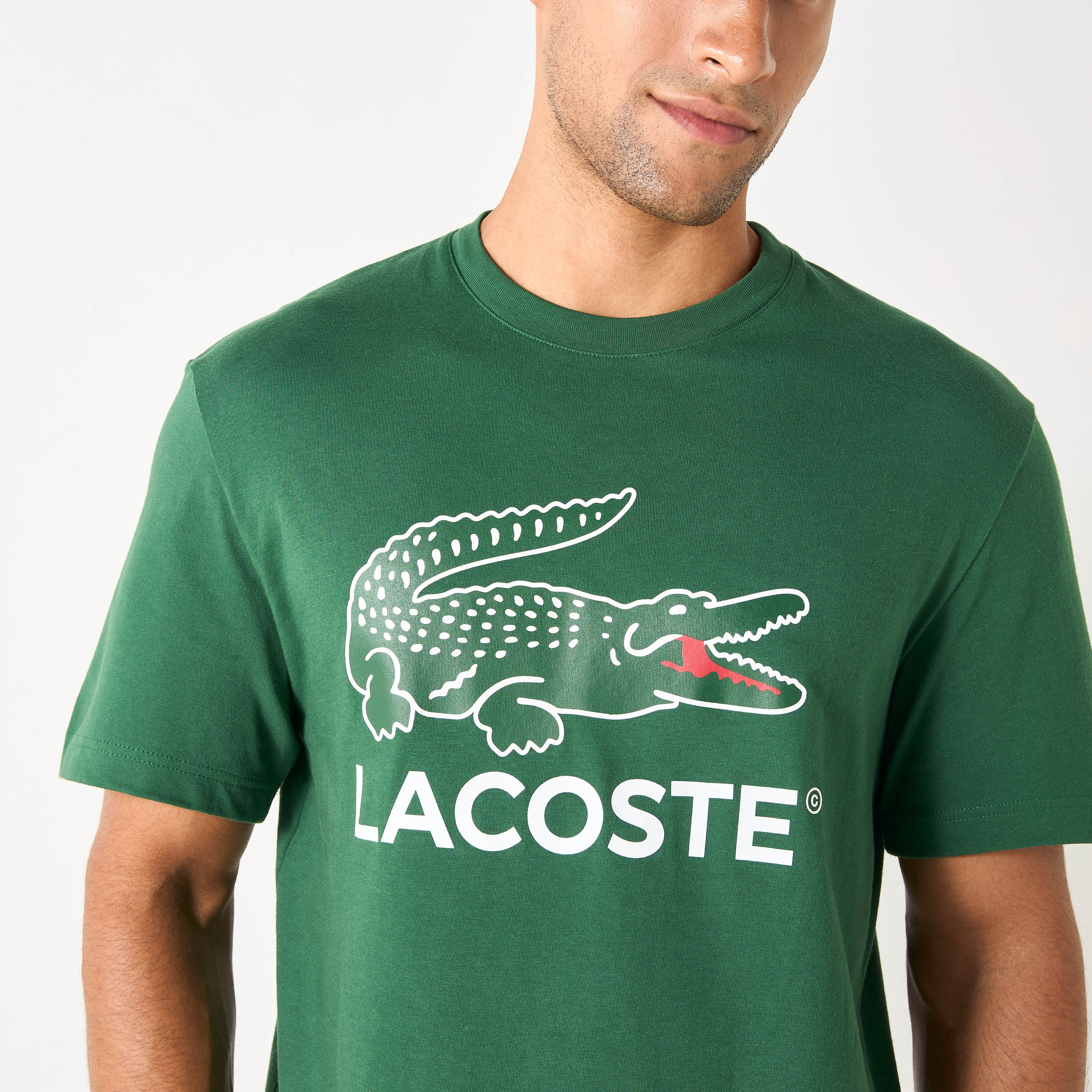 Lacoste Logo Print T-shirt with Short Sleeves and Crew Neck-men-clothing-tshirtsandpolos-tshirts-image-3