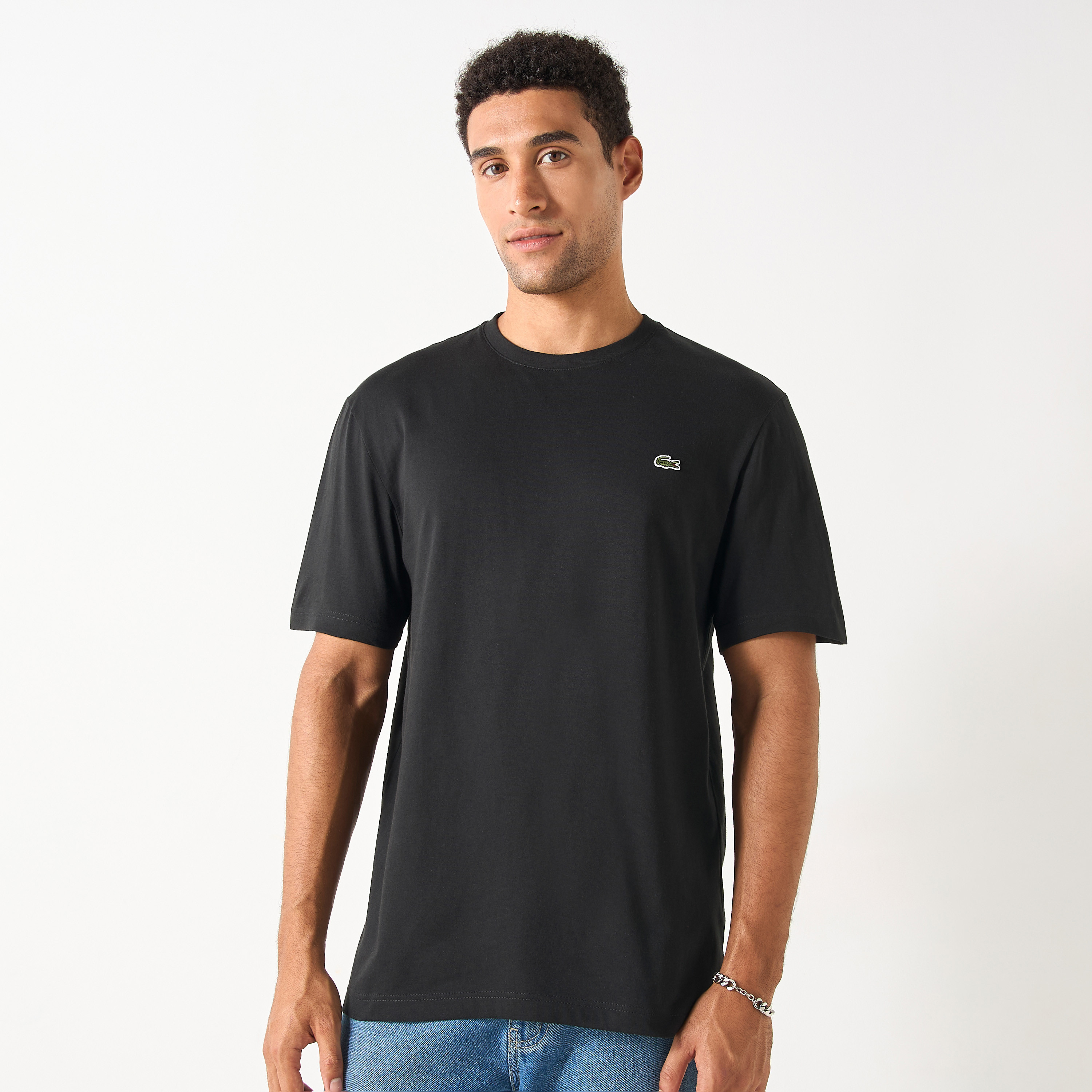Lacoste Solid T-shirt with Short Sleeves and Crew Neck-men-clothing-tshirtsandpolos-tshirts-image-1