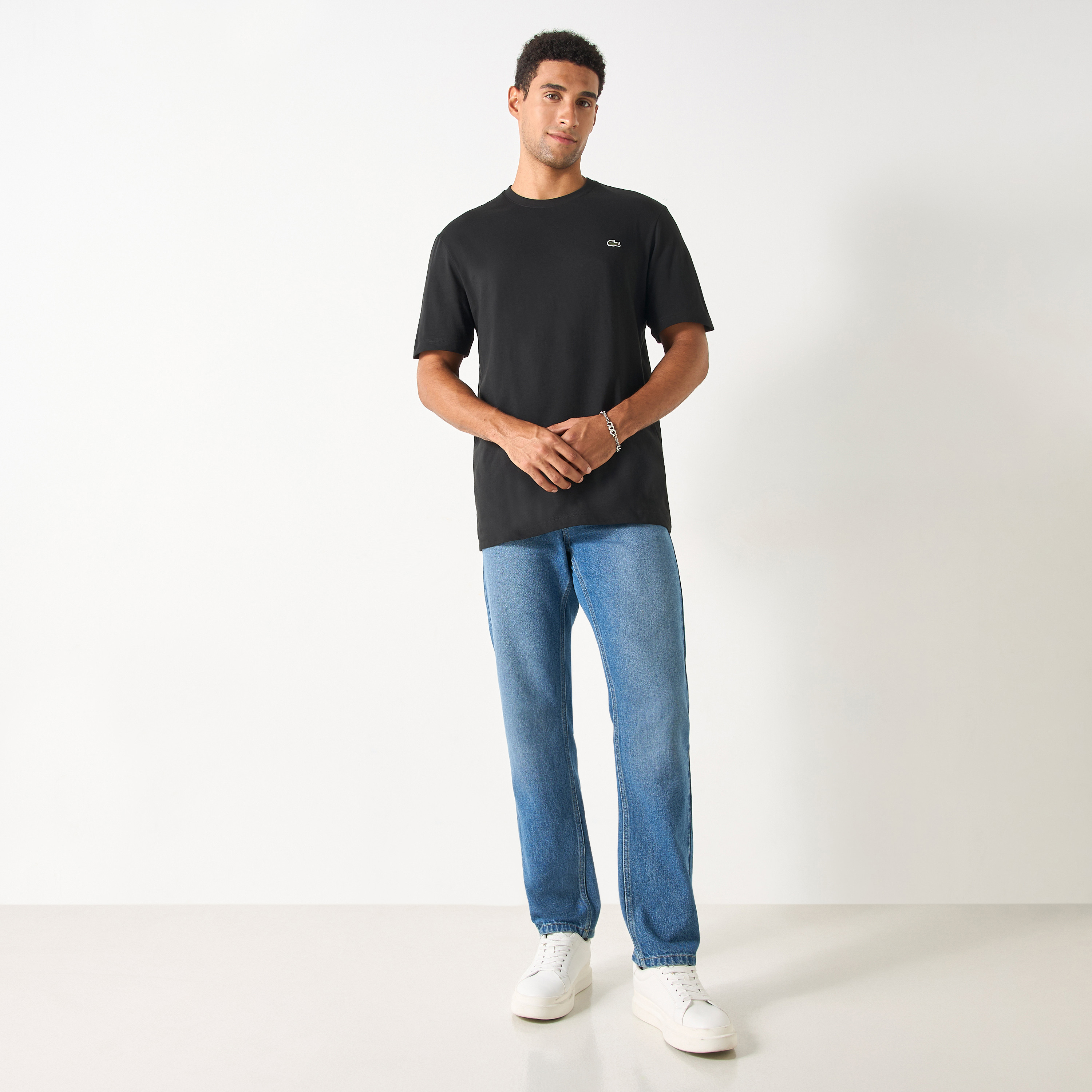 Lacoste Solid T-shirt with Short Sleeves and Crew Neck-men-clothing-tshirtsandpolos-tshirts-image-2