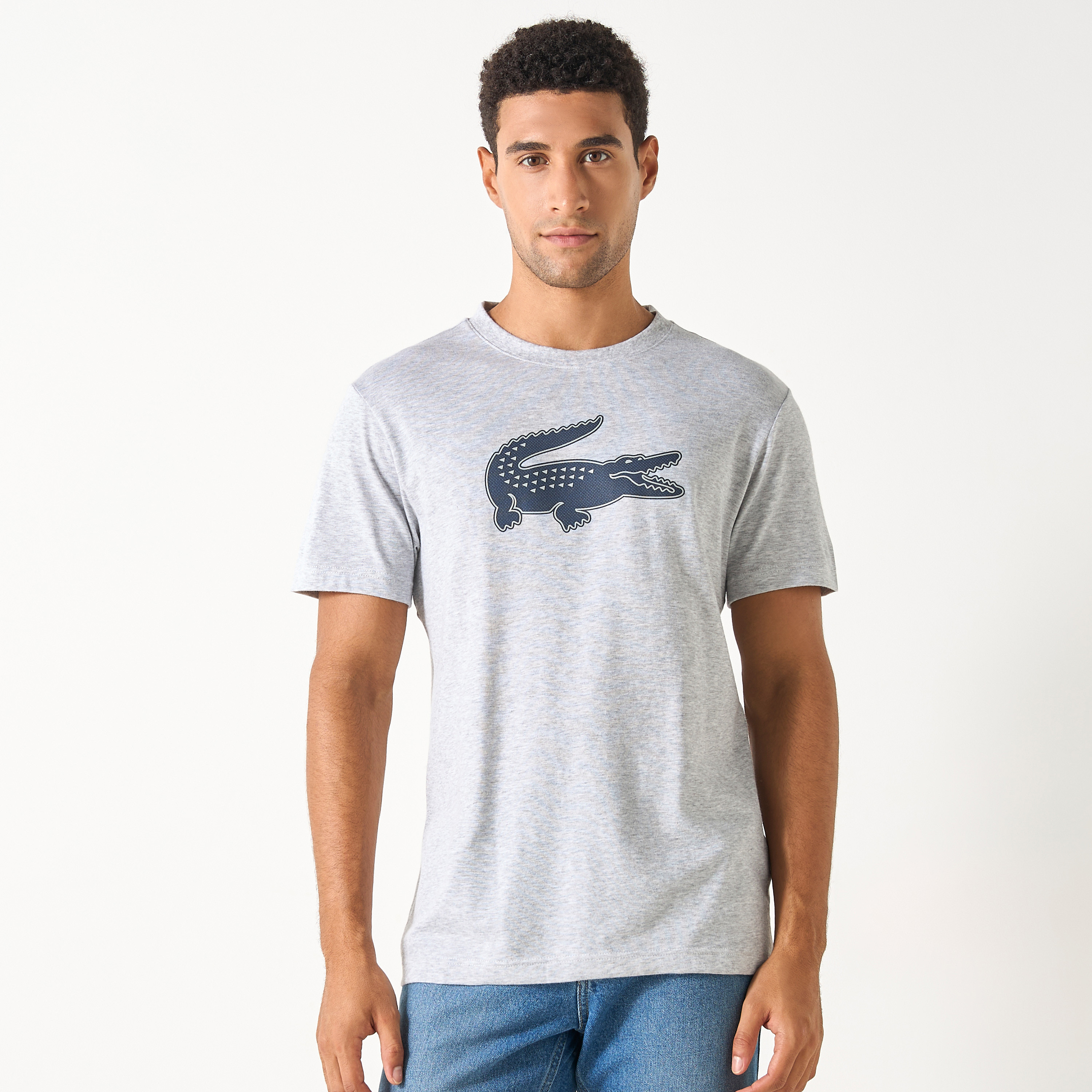 Lacoste Logo Print T-shirt with Short Sleeves and Crew Neck-men-clothing-tshirtsandpolos-tshirts-image-1
