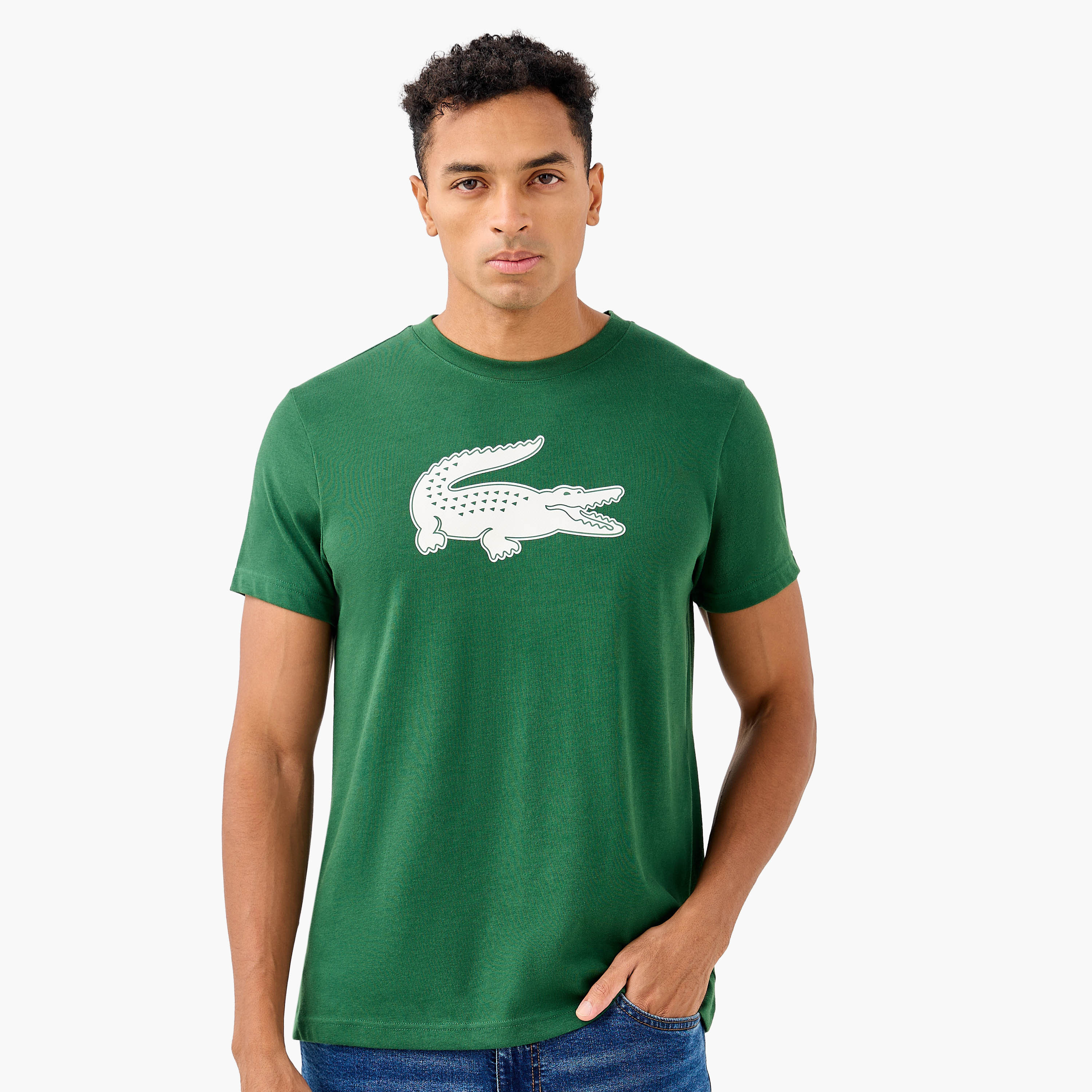Lacoste Logo Print Crew Neck T-shirt with Short Sleeves-men-clothing-tshirtsandpolos-tshirts-image-1