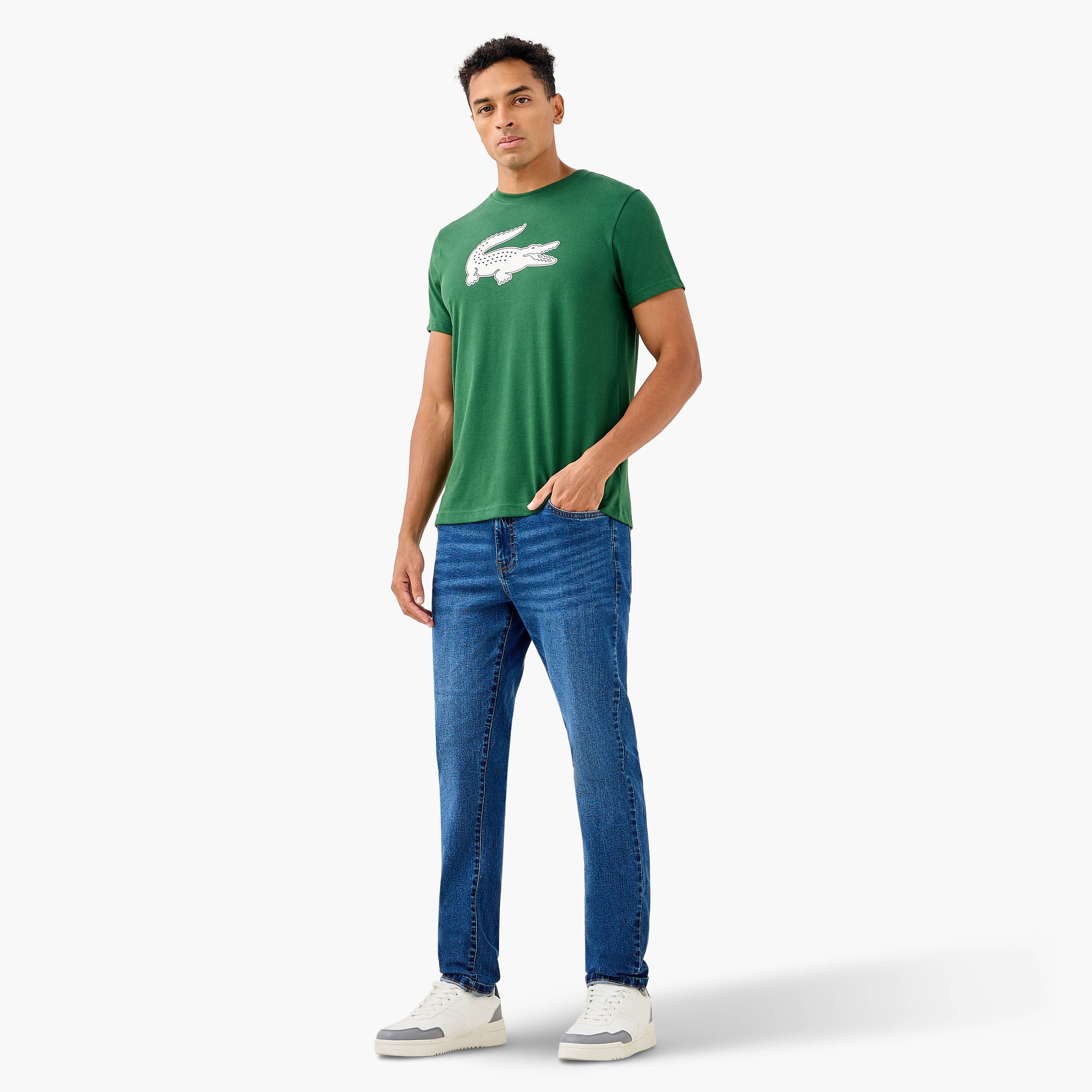Lacoste Logo Print Crew Neck T-shirt with Short Sleeves-men-clothing-tshirtsandpolos-tshirts-image-2