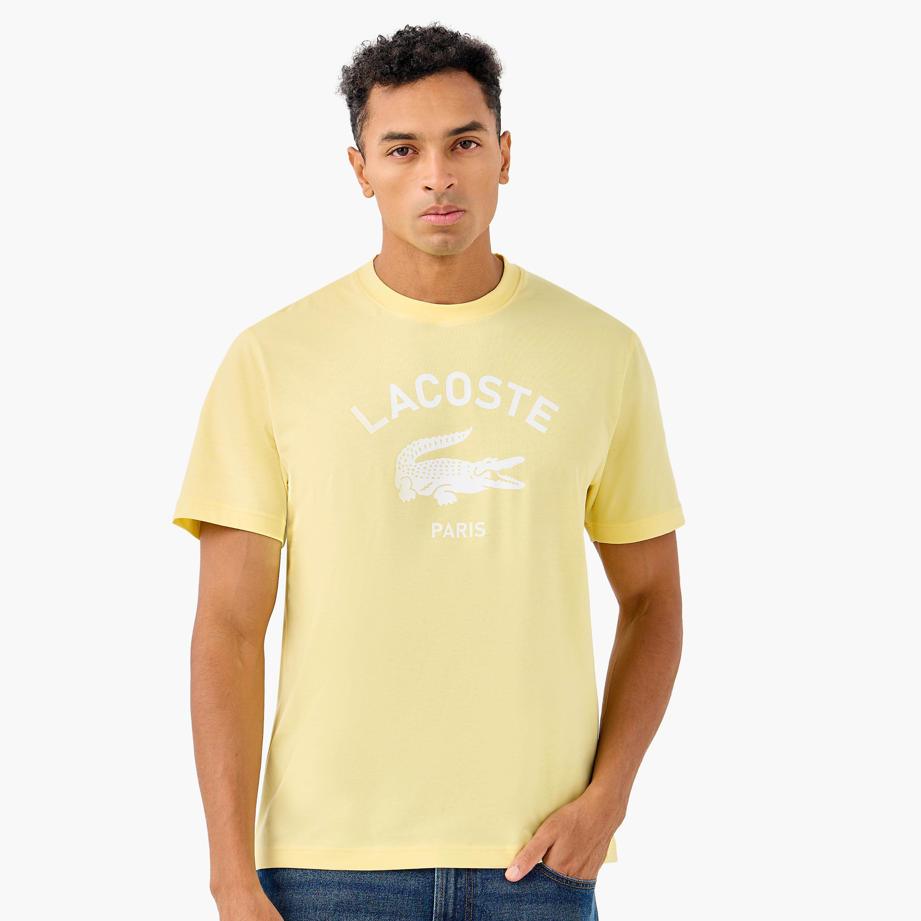 Lacoste Logo Print Crew Neck T-shirt with Short Sleeves-men-clothing-tshirtsandpolos-tshirts-image-1