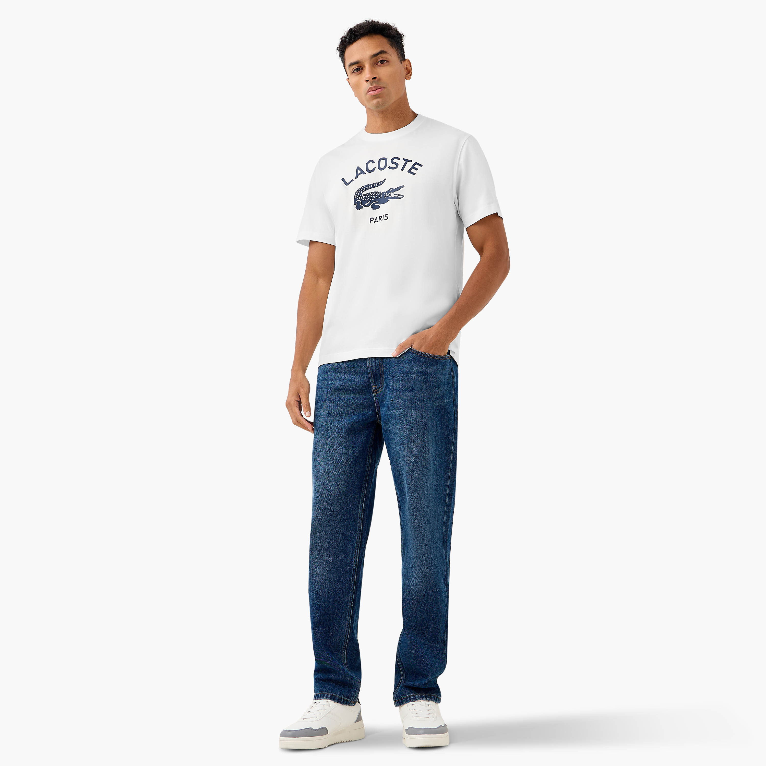 Lacoste Logo Print Crew Neck T-shirt with Short Sleeves-men-clothing-tshirtsandpolos-tshirts-image-2